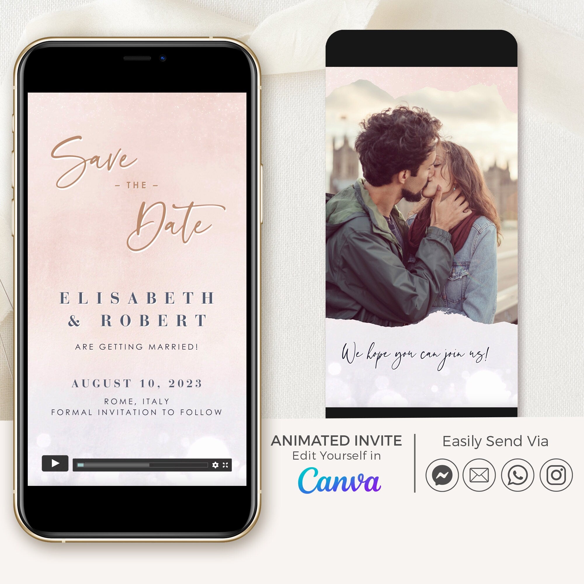 ANITA Save the Date Video Template - Blush & Lilac