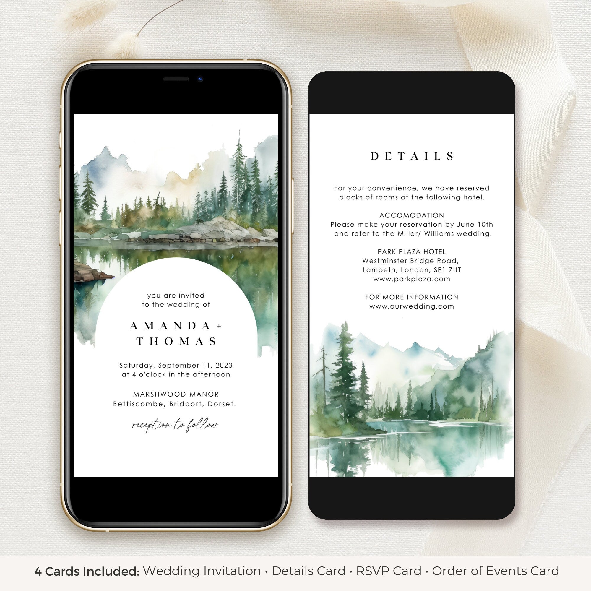 ARNA Digital Marriage Invitation Card with Mountains