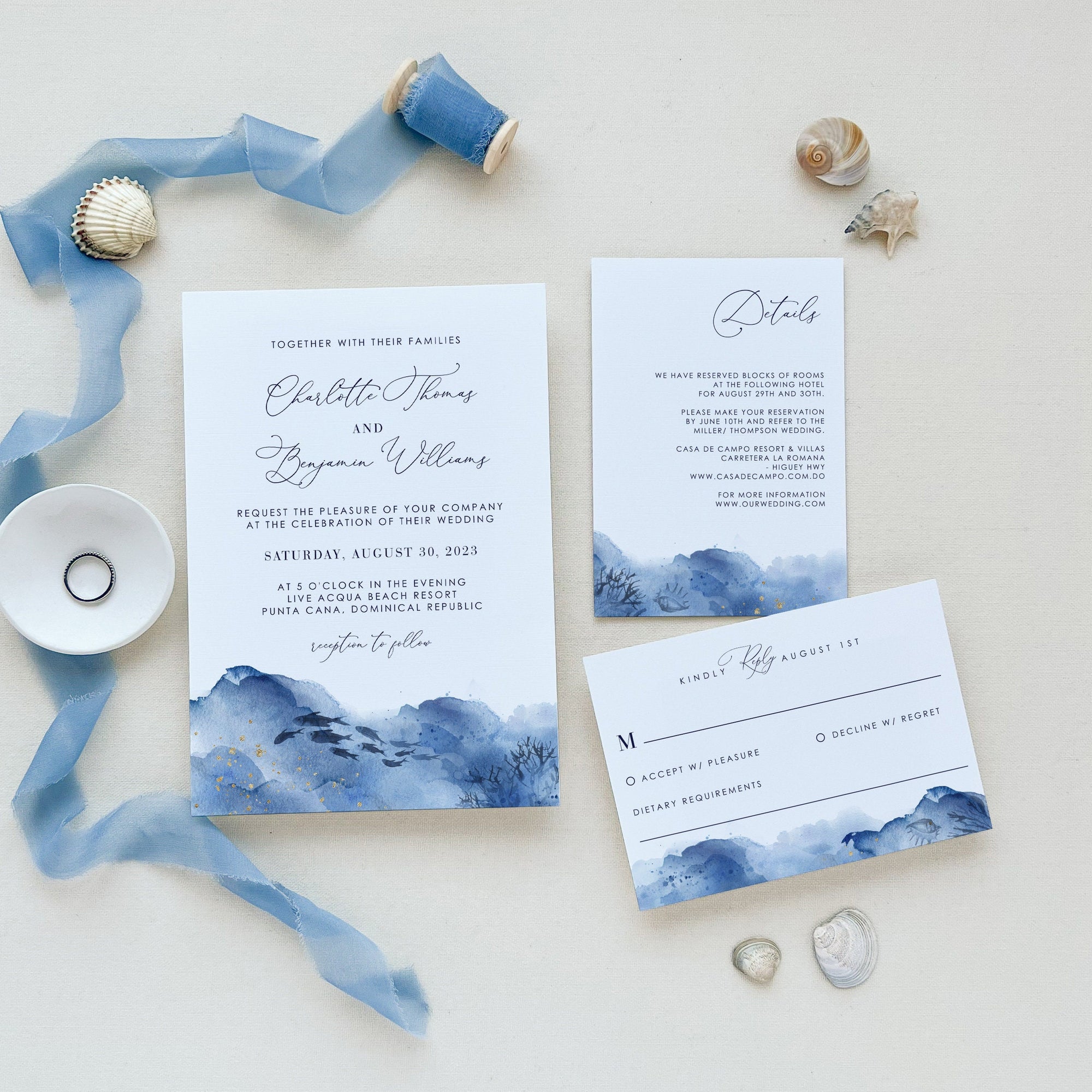 YLENIA Ocean Wedding Invitation Bundle Template