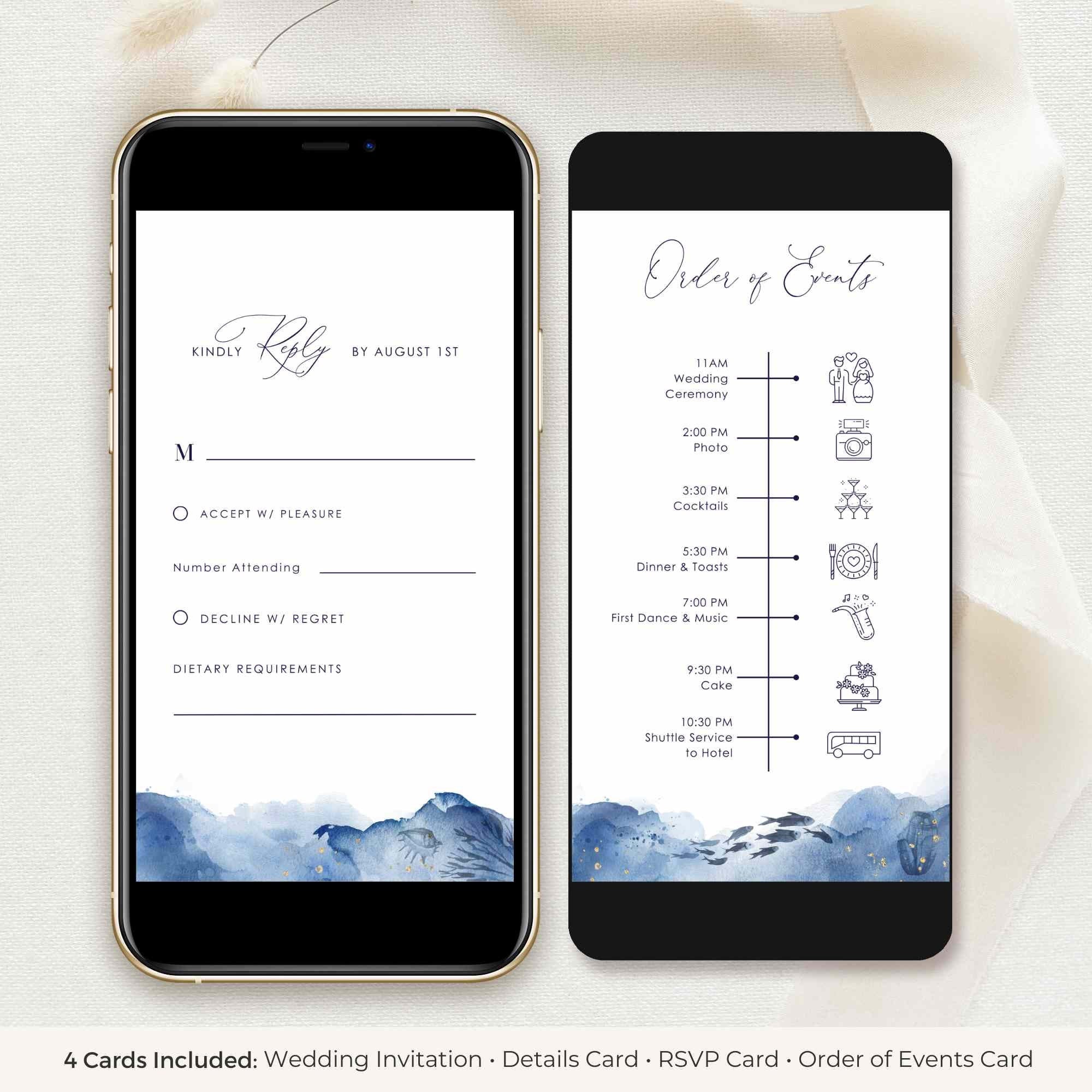YLENIA Ocean Wedding Invitation Digital Template