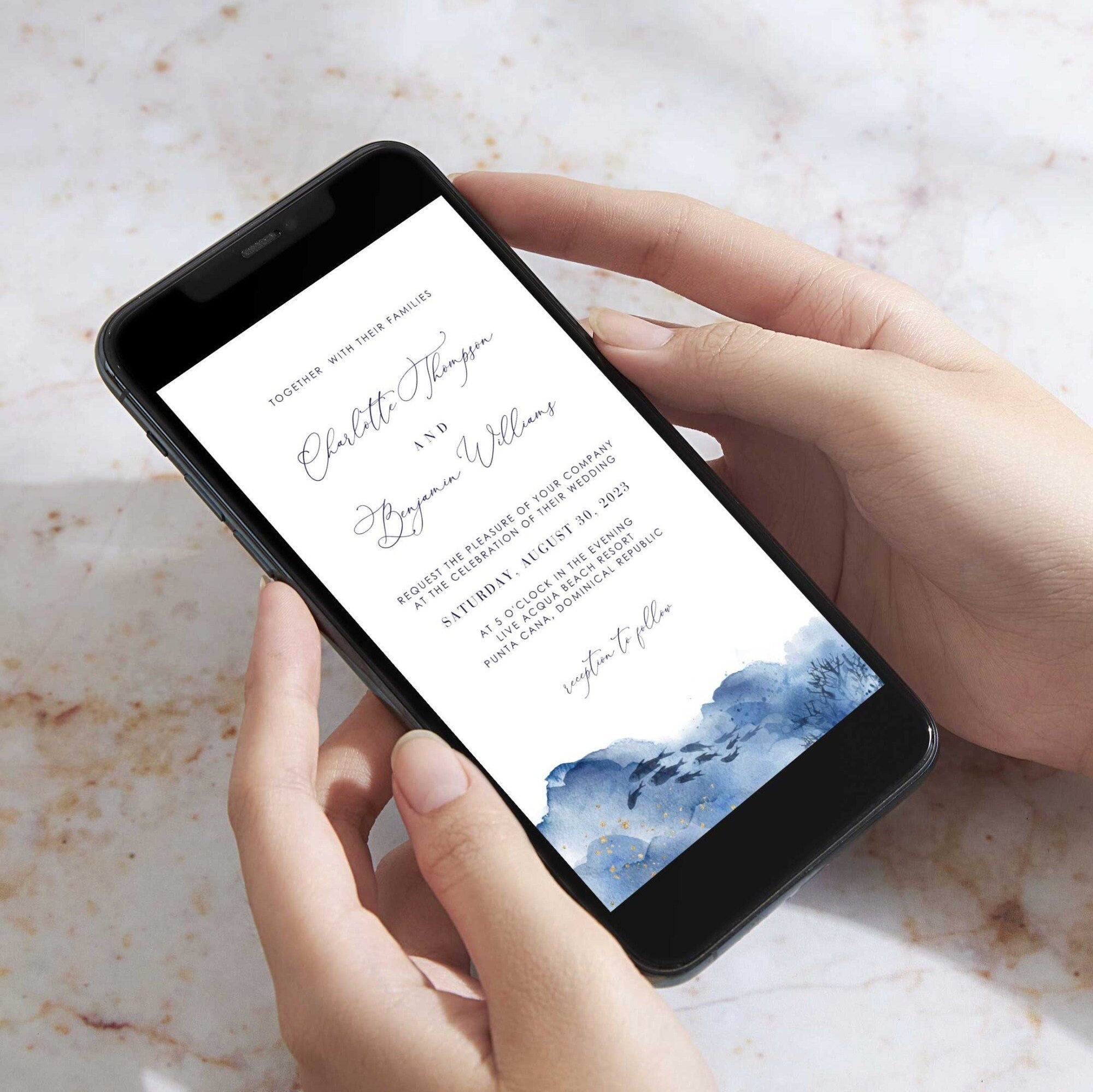 YLENIA Ocean Wedding Invitation Digital Template