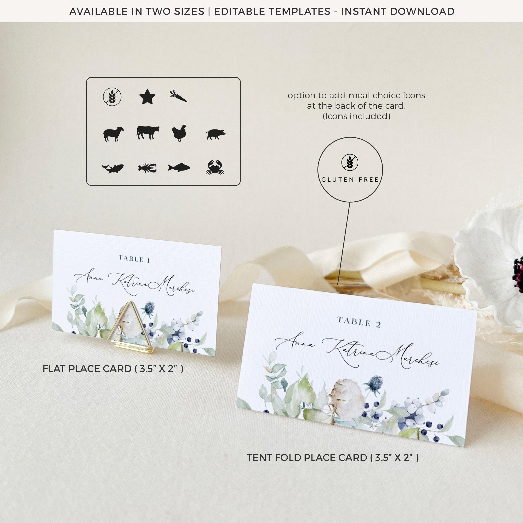 BIANCA Winter Place Card Template