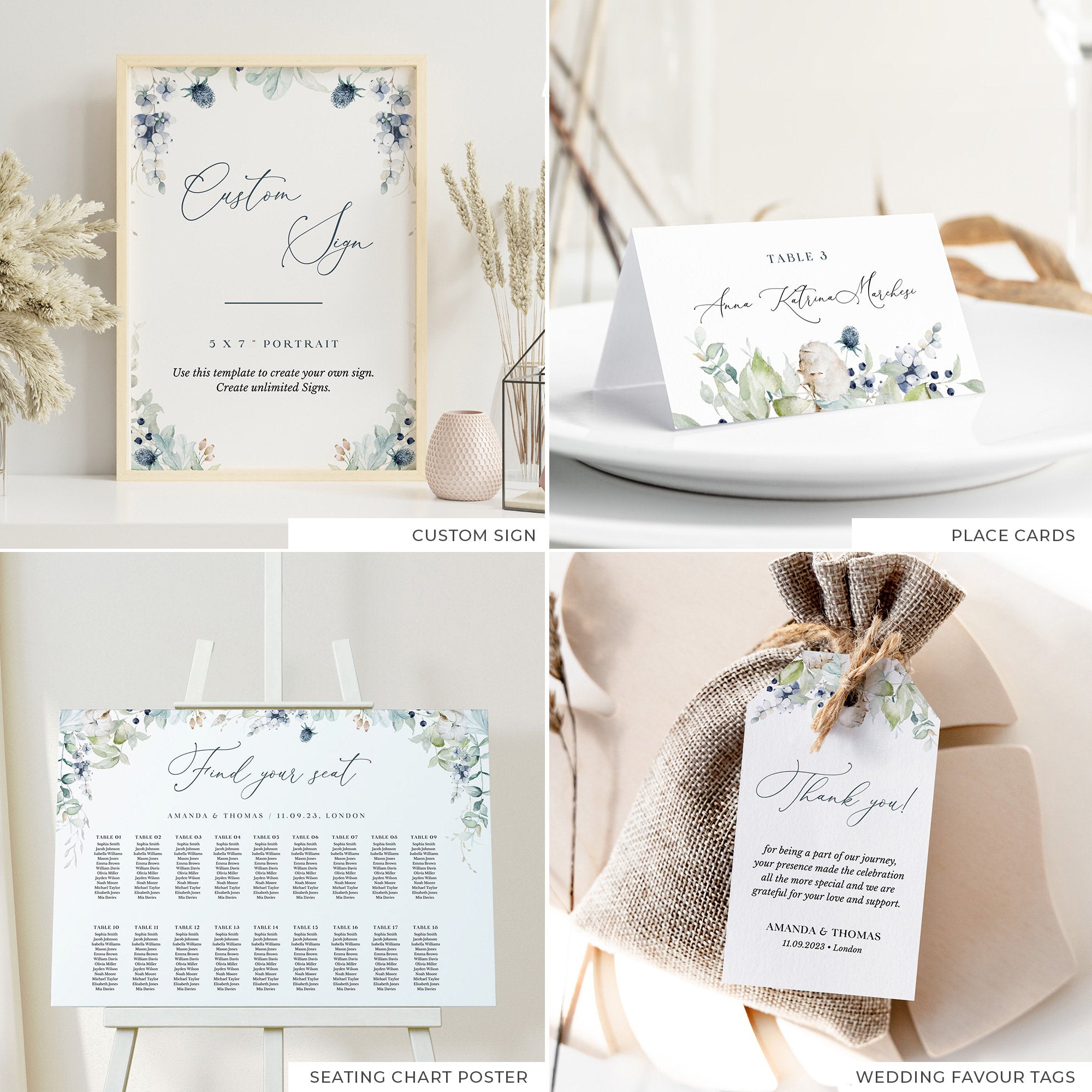 BIANCA Winter Wedding Stationery Bundle Template Set