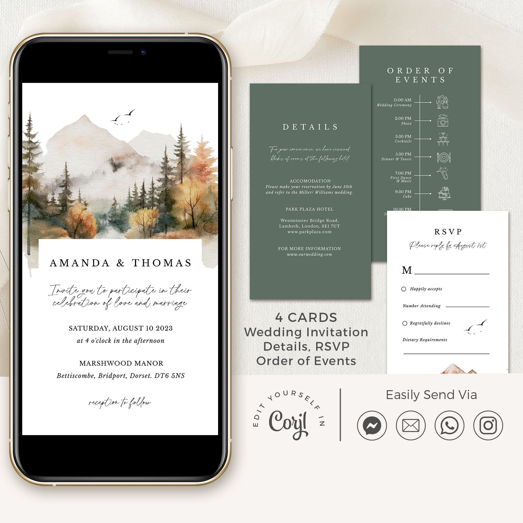 ARNA Mountain Themed Digital Wedding Card