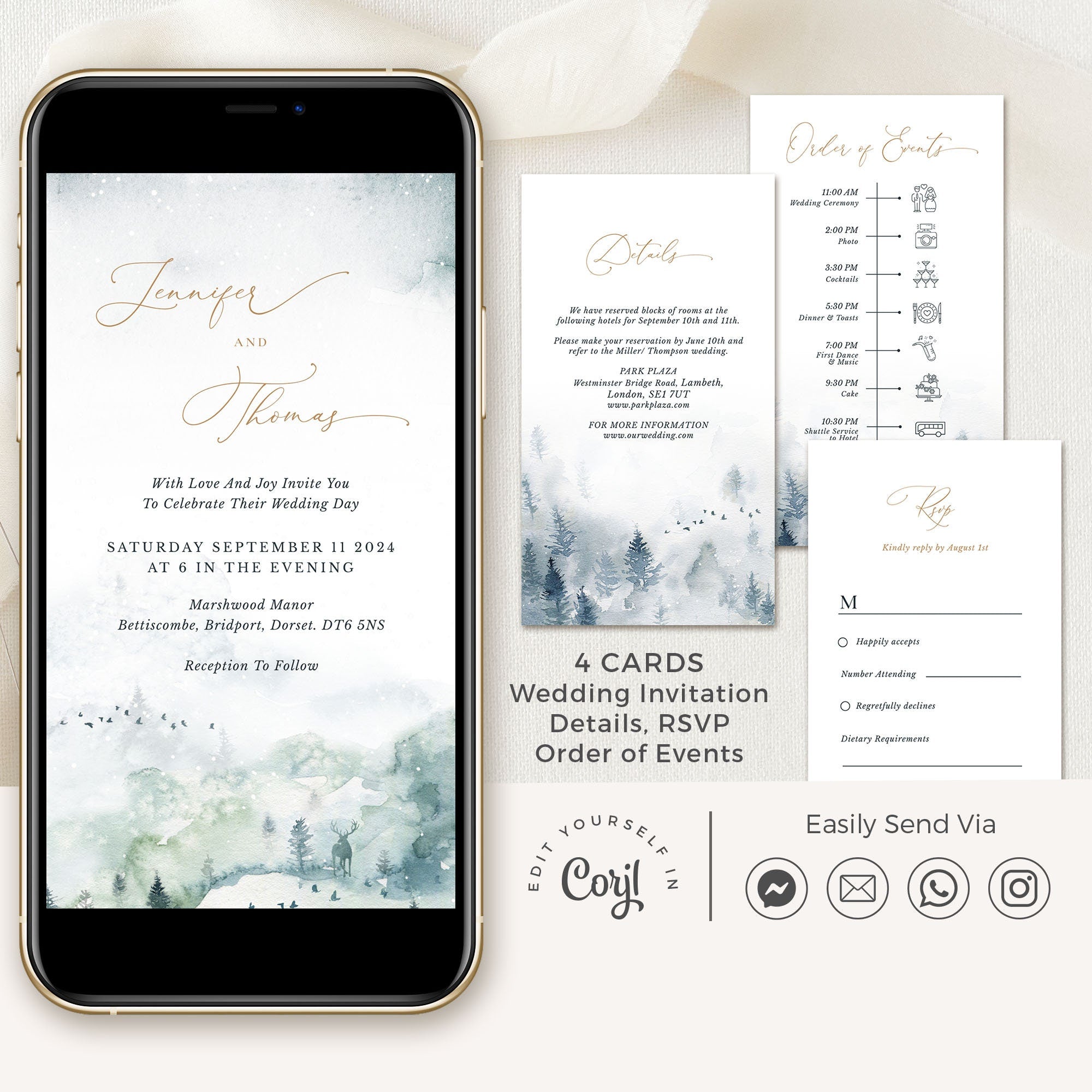 ARNA Digital Wedding Invitation Winter Wedding