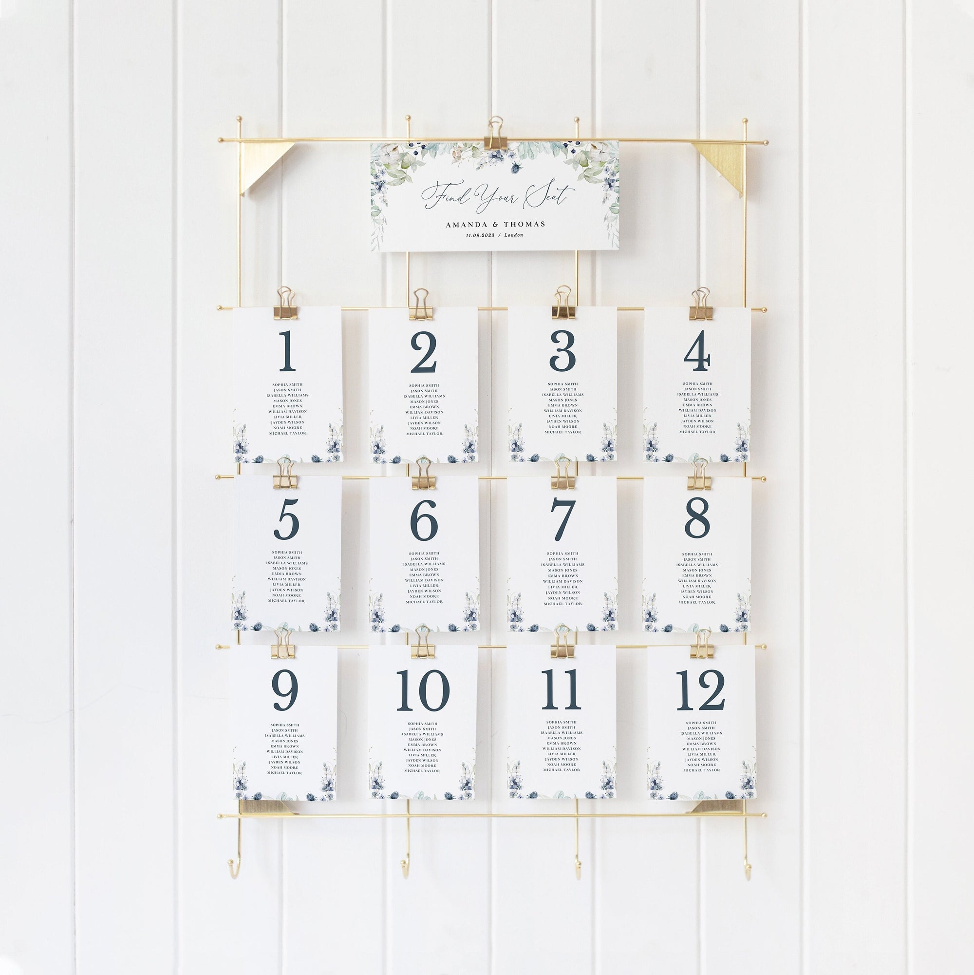 BIANCA Winter Wedding Seating Chart Card Template