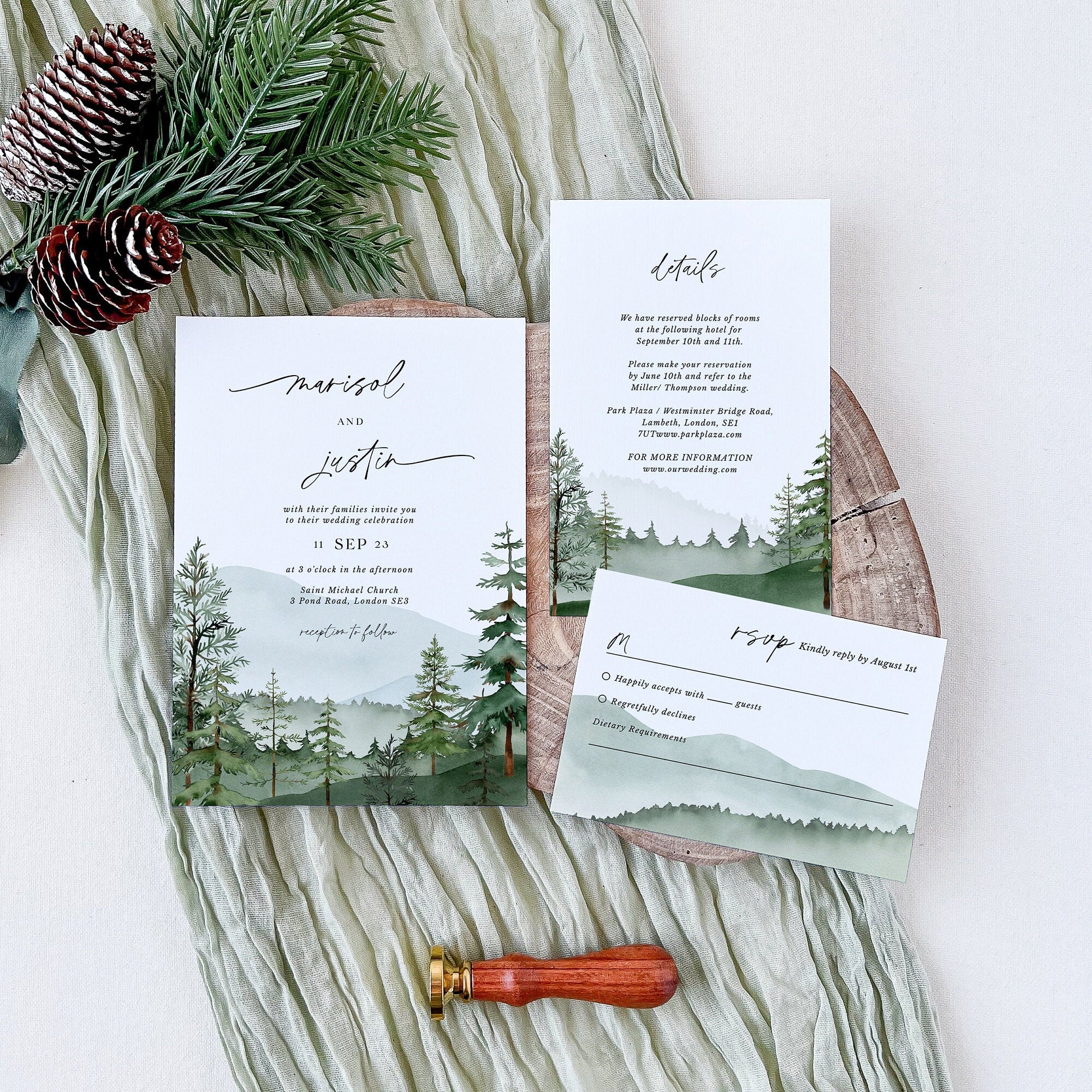 GAIA Forest Wedding Invitation Template Set