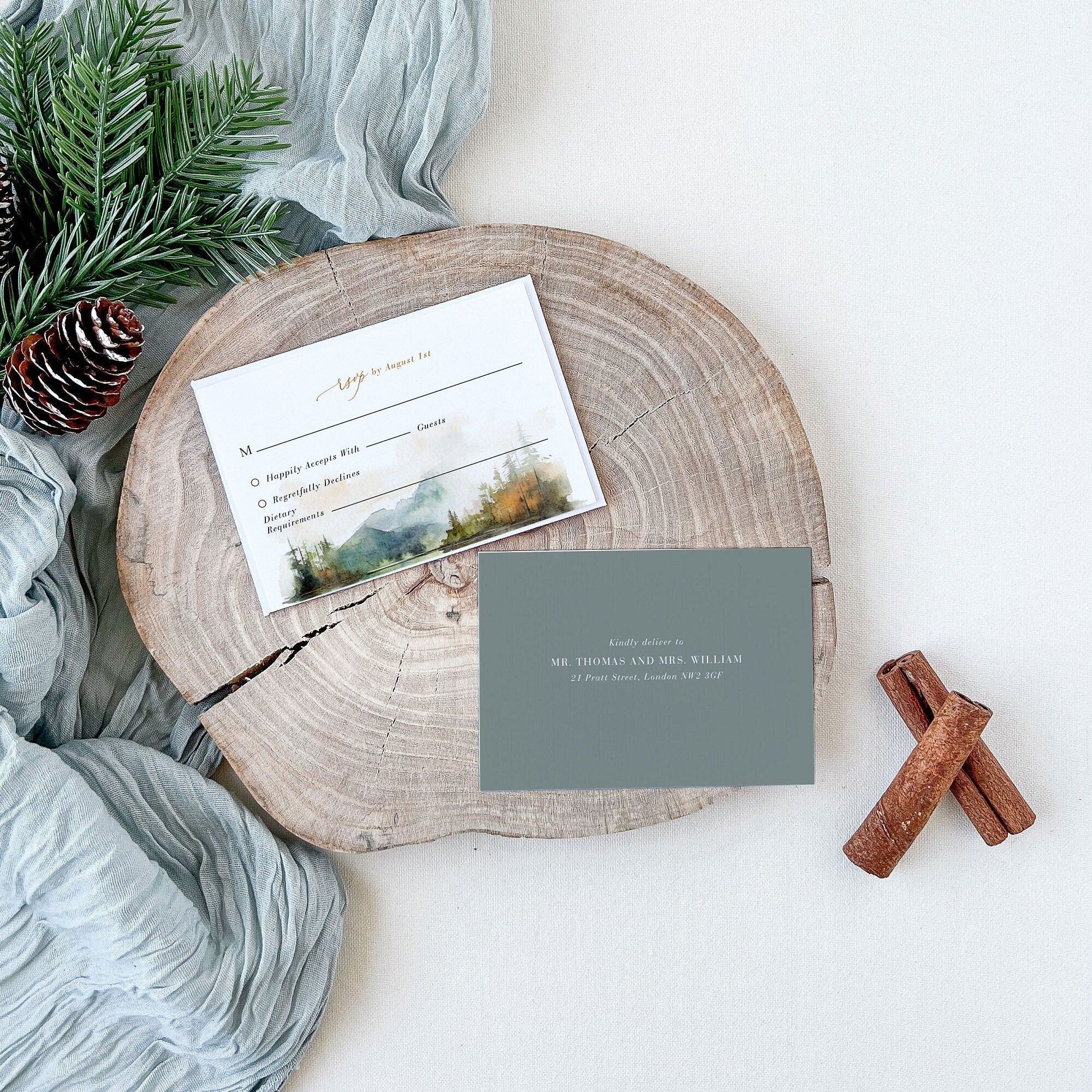 ARNA Woodland Wedding Invitation Set Template