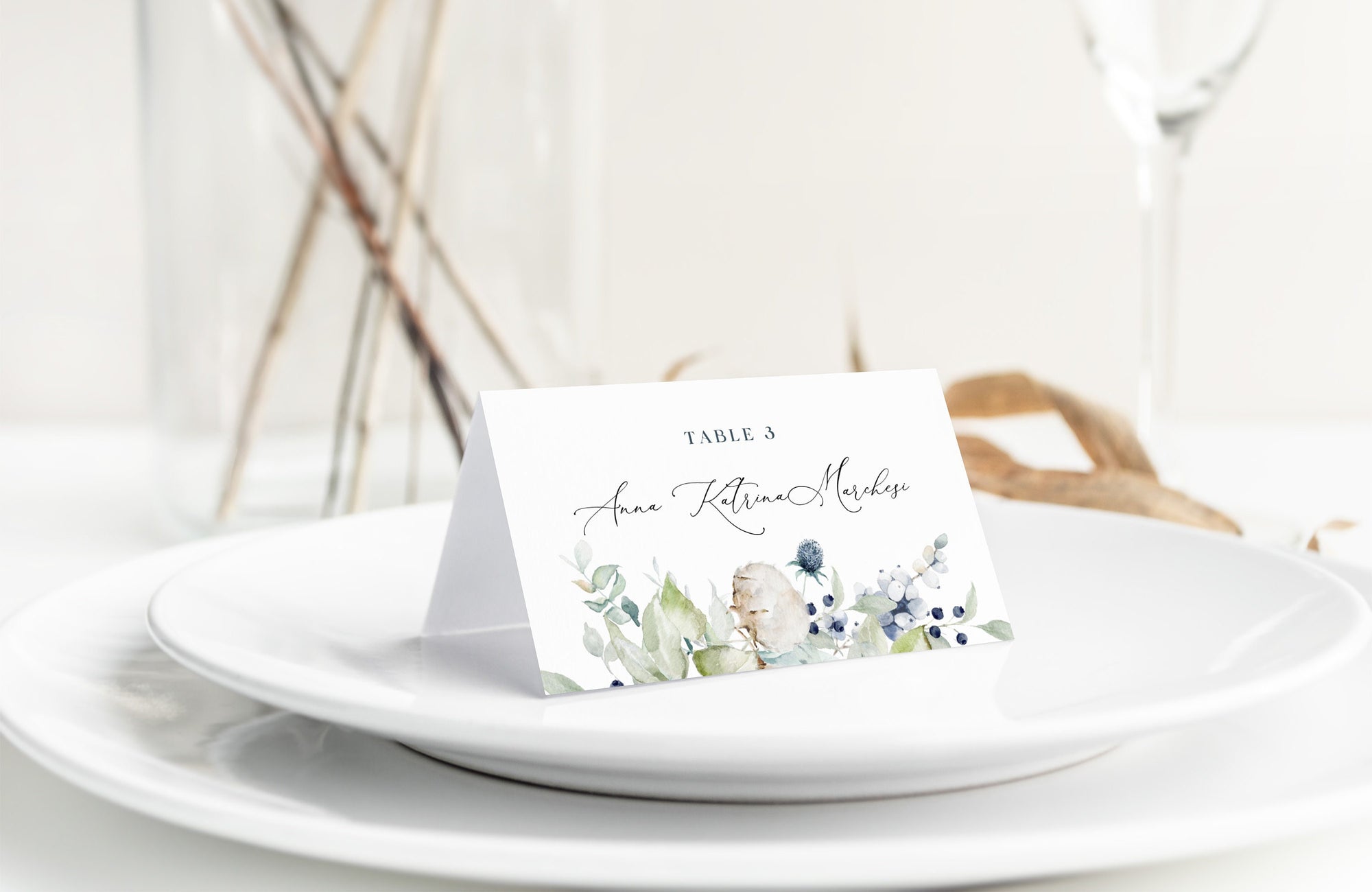 BIANCA Winter Place Card Template