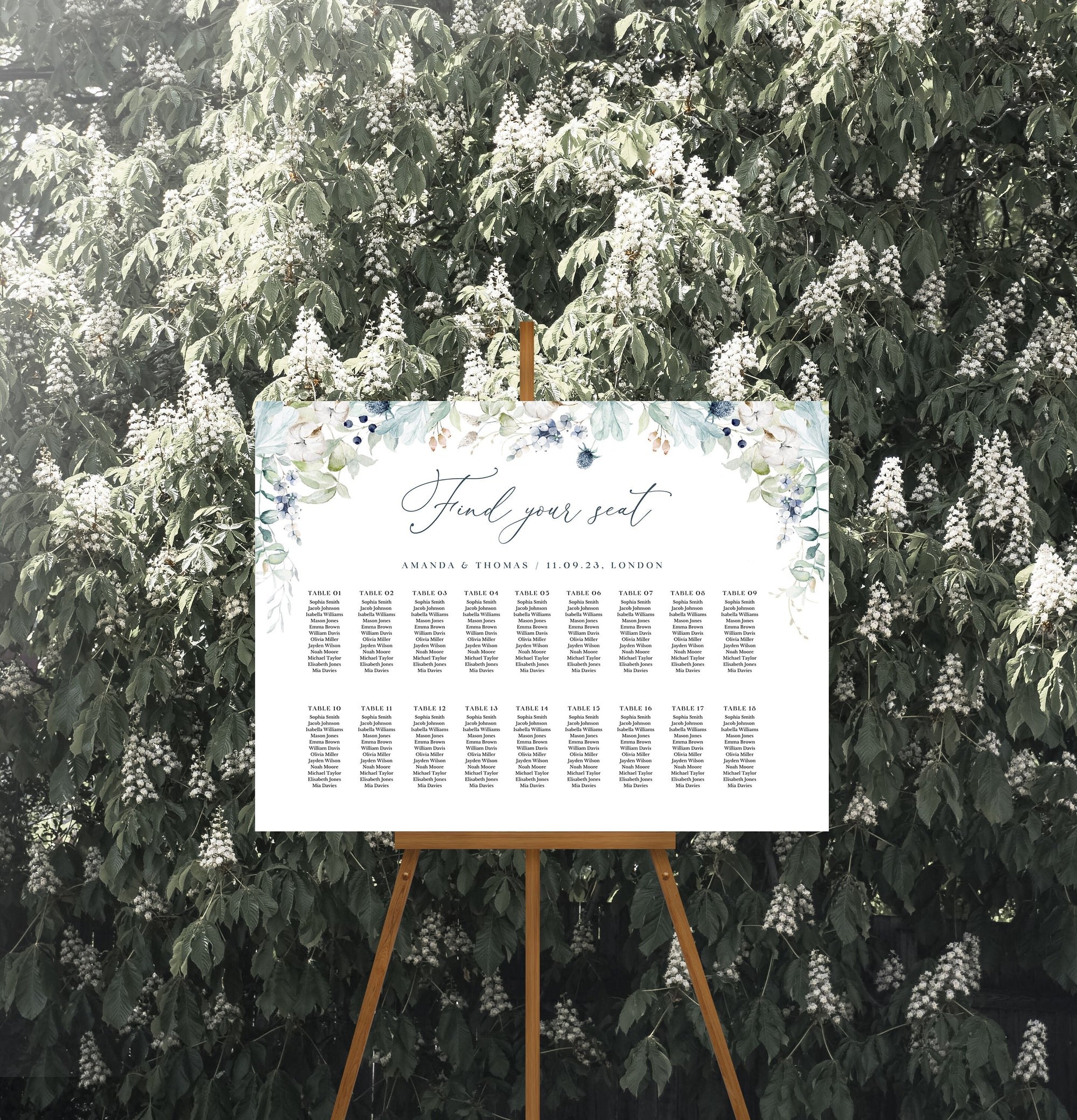 BIANCA Winter Wedding Seating Chart Template