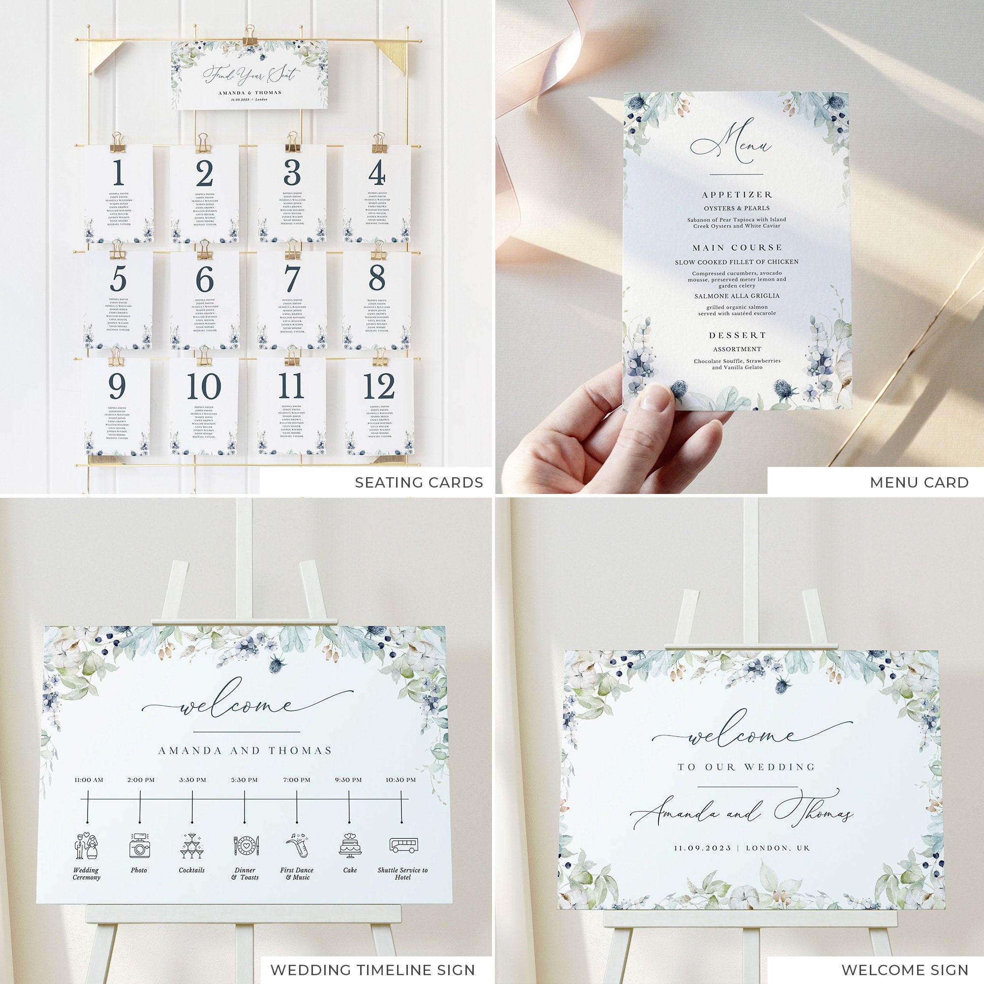 BIANCA Winter Wedding Stationery Bundle Template Set