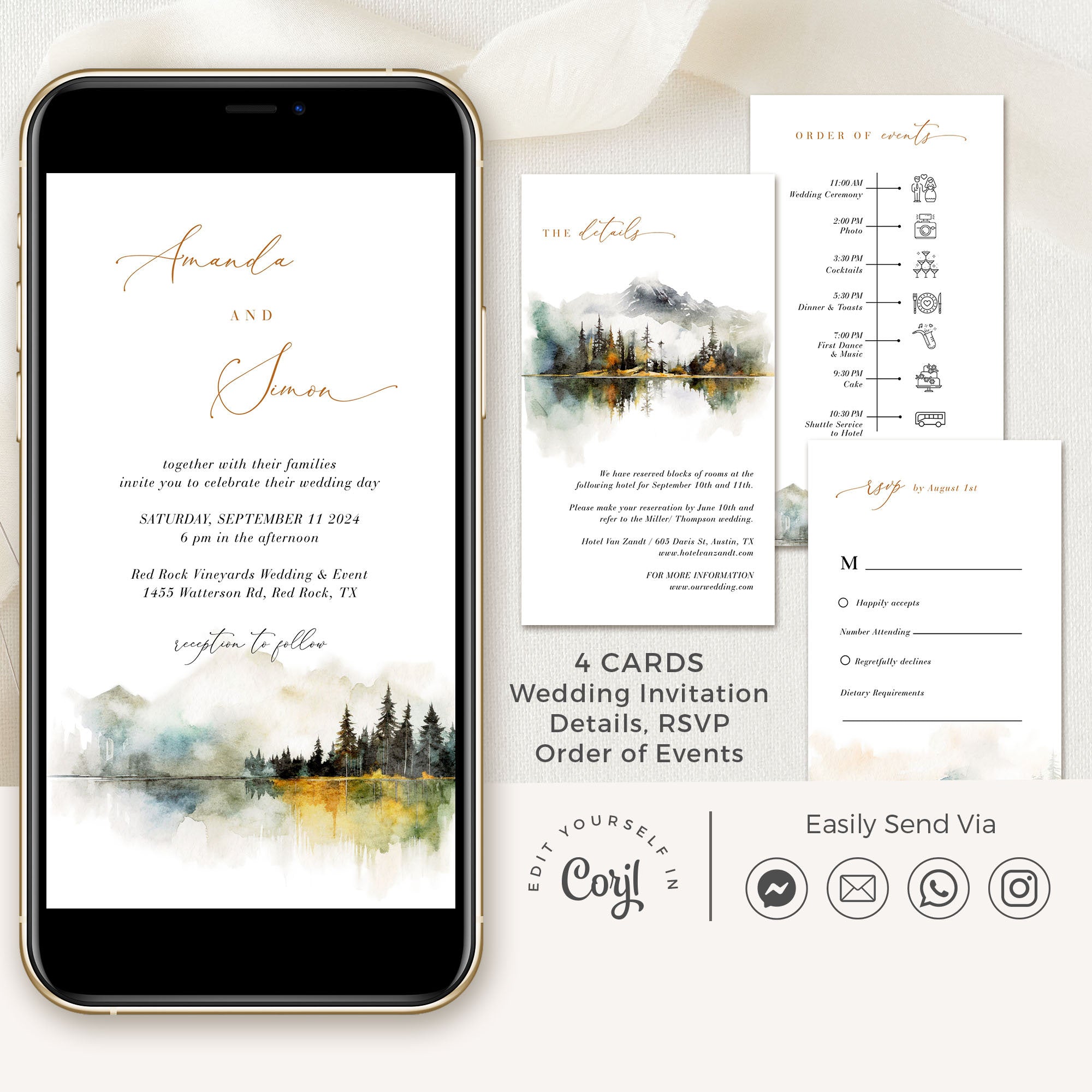 ARNA Digital Wedding Invitation Card Mountain Wedding