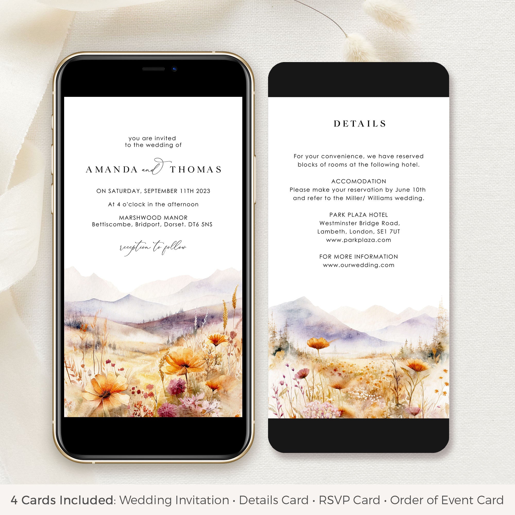 ARNA Spring digital wedding invitation
