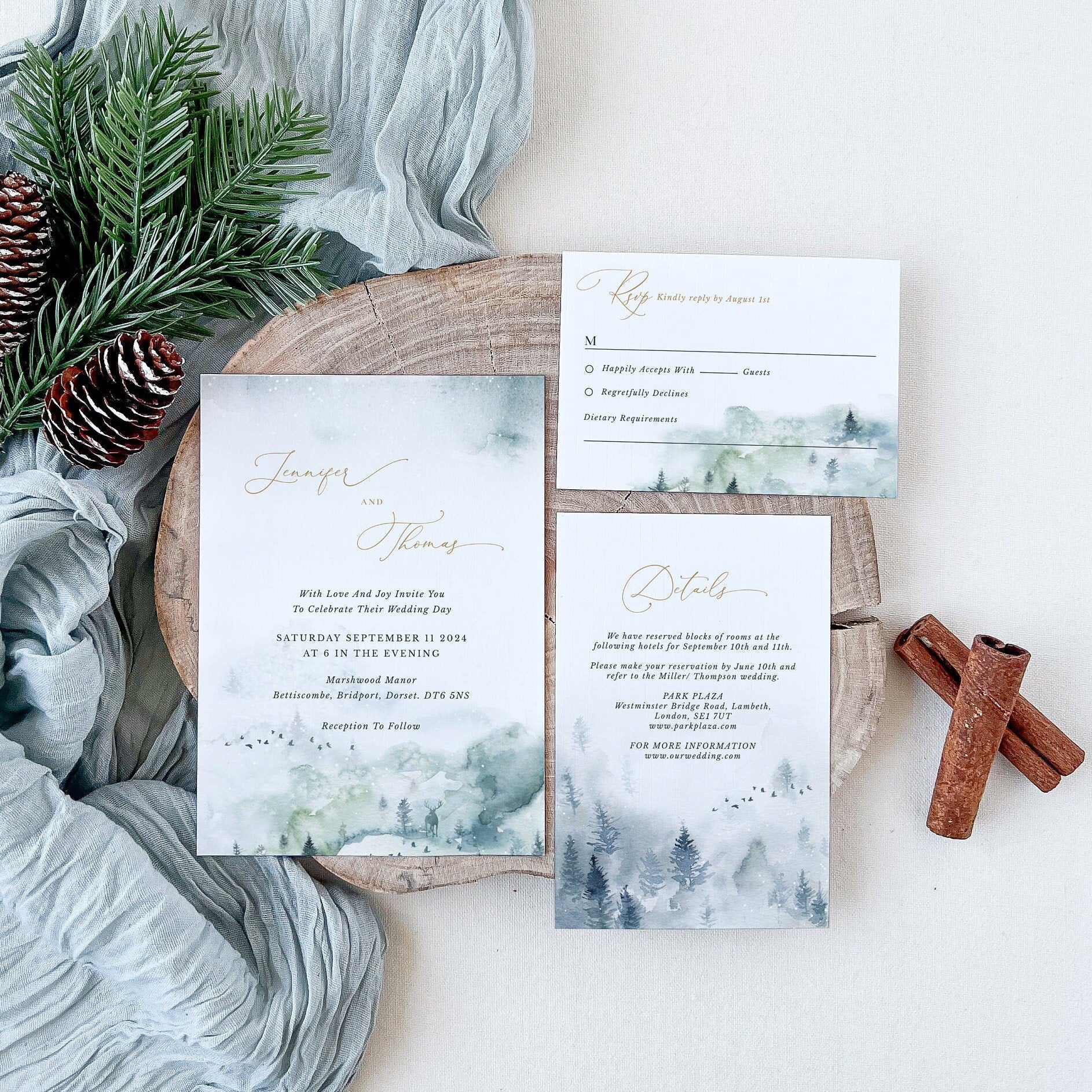 ARNA Winter Wedding Invitation Template Set