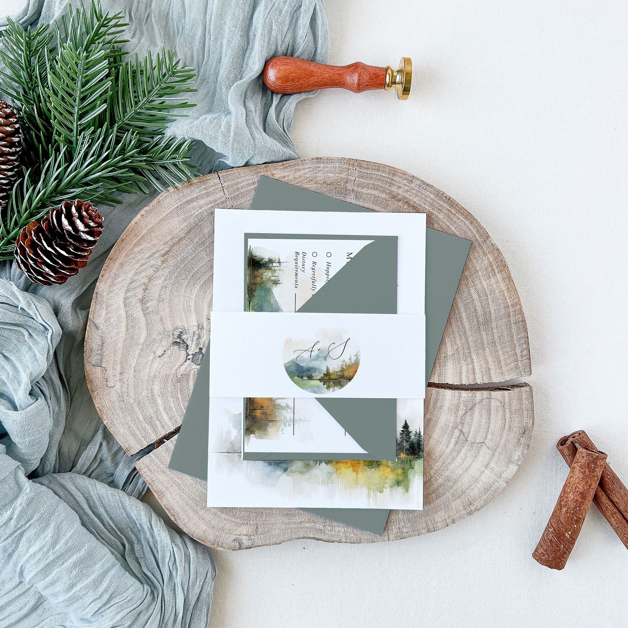 ARNA Woodland Wedding Invitation Set Template