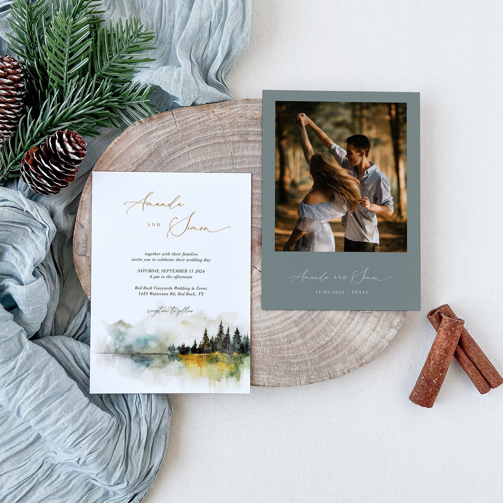 ARNA Woodland Wedding Invitation Set Template