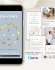 Passport Wedding Invitation Video Template - Dusty Blue