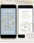Passport Save the Date Video Template - Dusty Blue