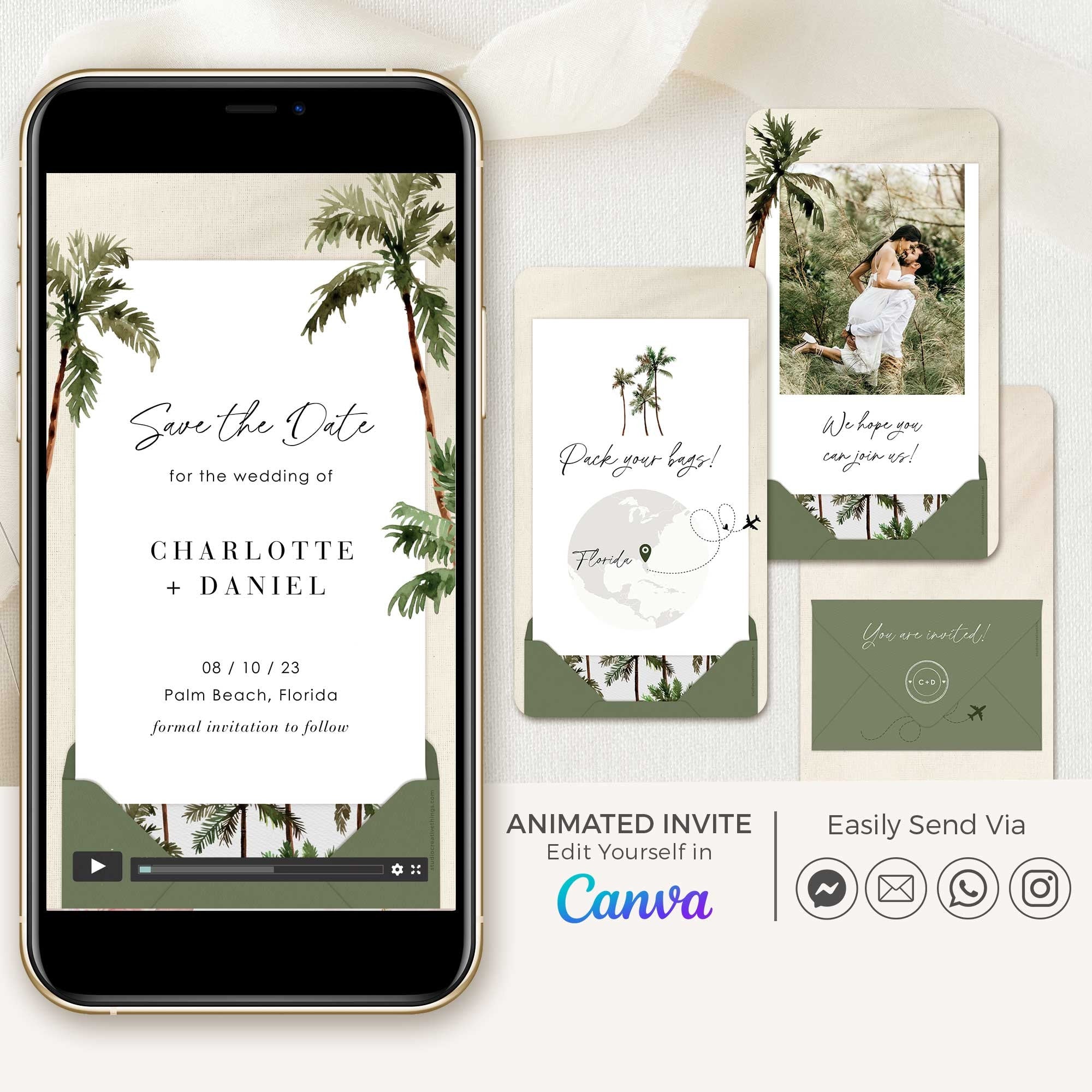 Tropical Save the Date Wedding Video Template