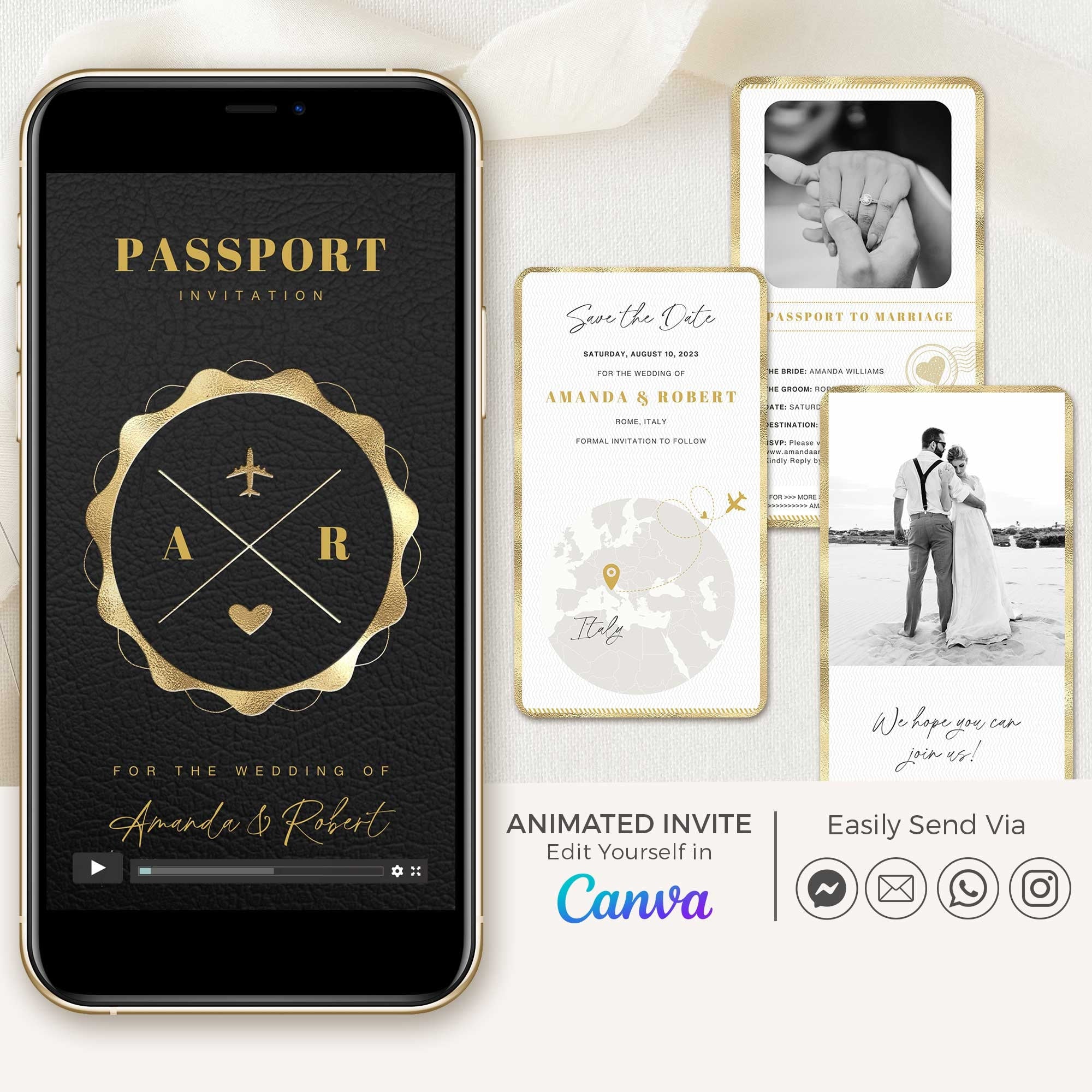Passport Save the Date Video Template - Black