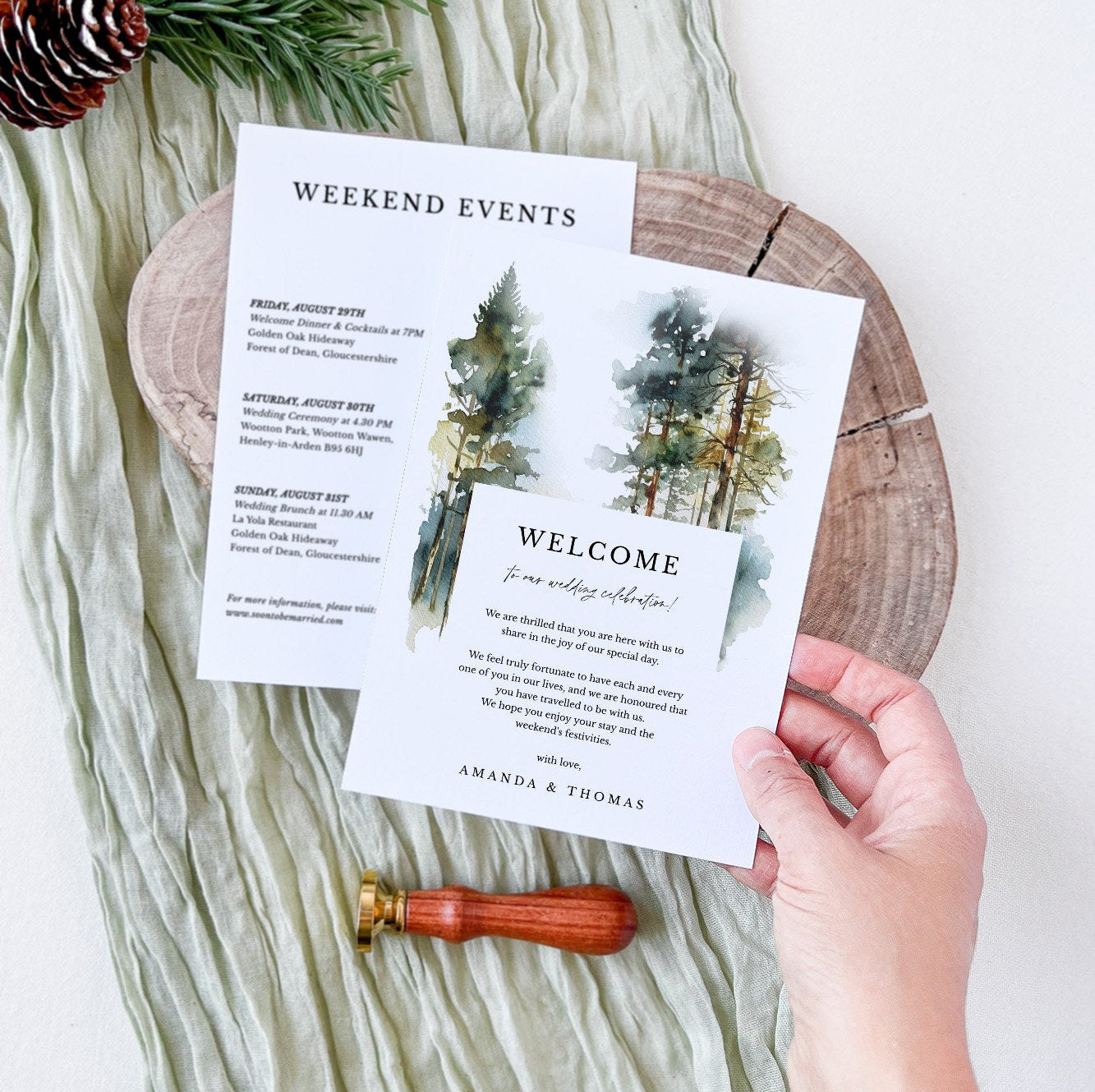 GAIA Forest Wedding Itinerary Template for Guest & Welcome Letter