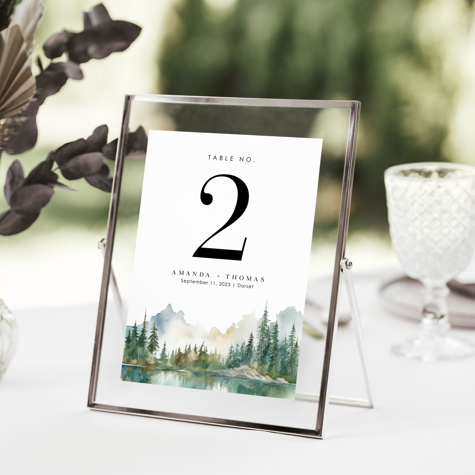 ARNA Mountain Wedding Table Numbers Printable