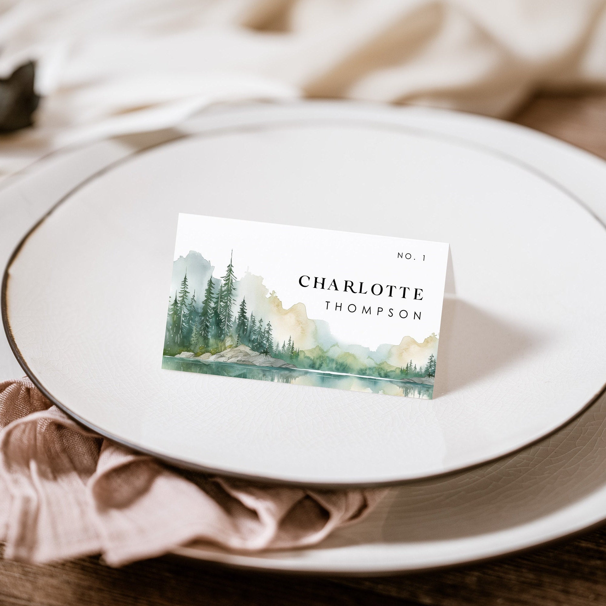 ARNA Mountain Wedding Place Cards with Meal Choice