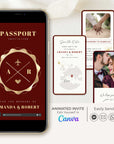 Passport Save The Date Video Template - Burgundy