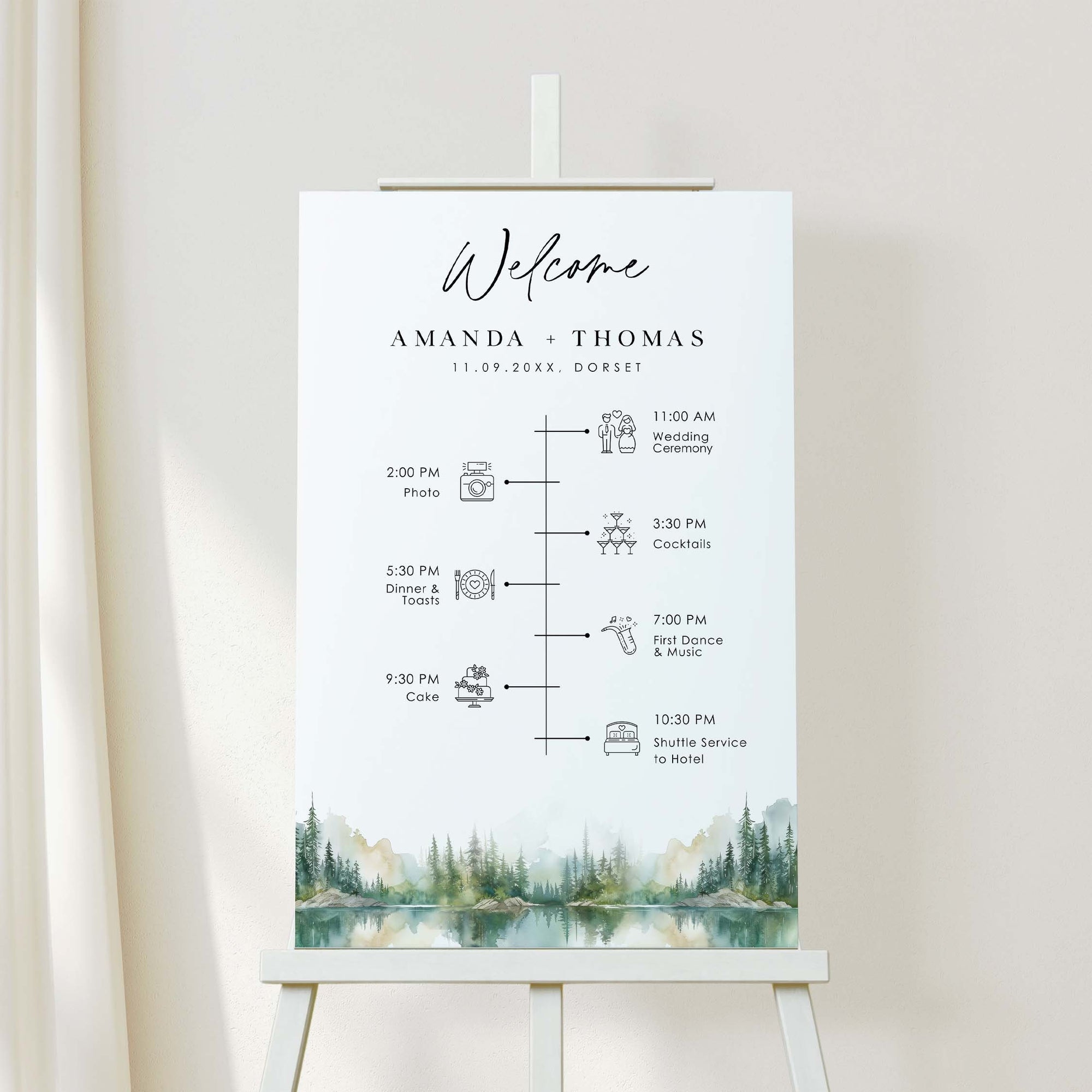 ARNA Mountain Wedding Timeline Sign Template