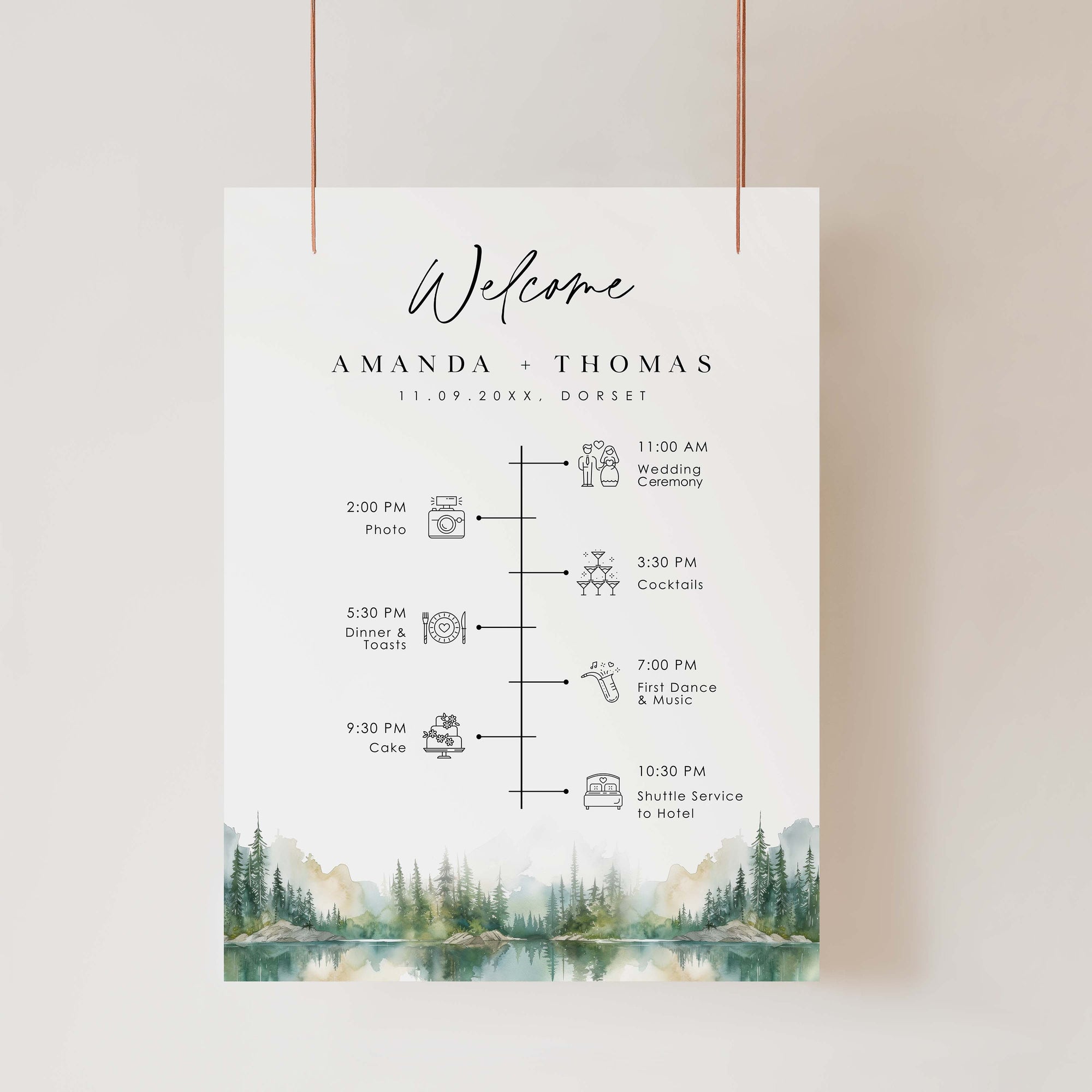 ARNA Mountain Wedding Timeline Sign Template