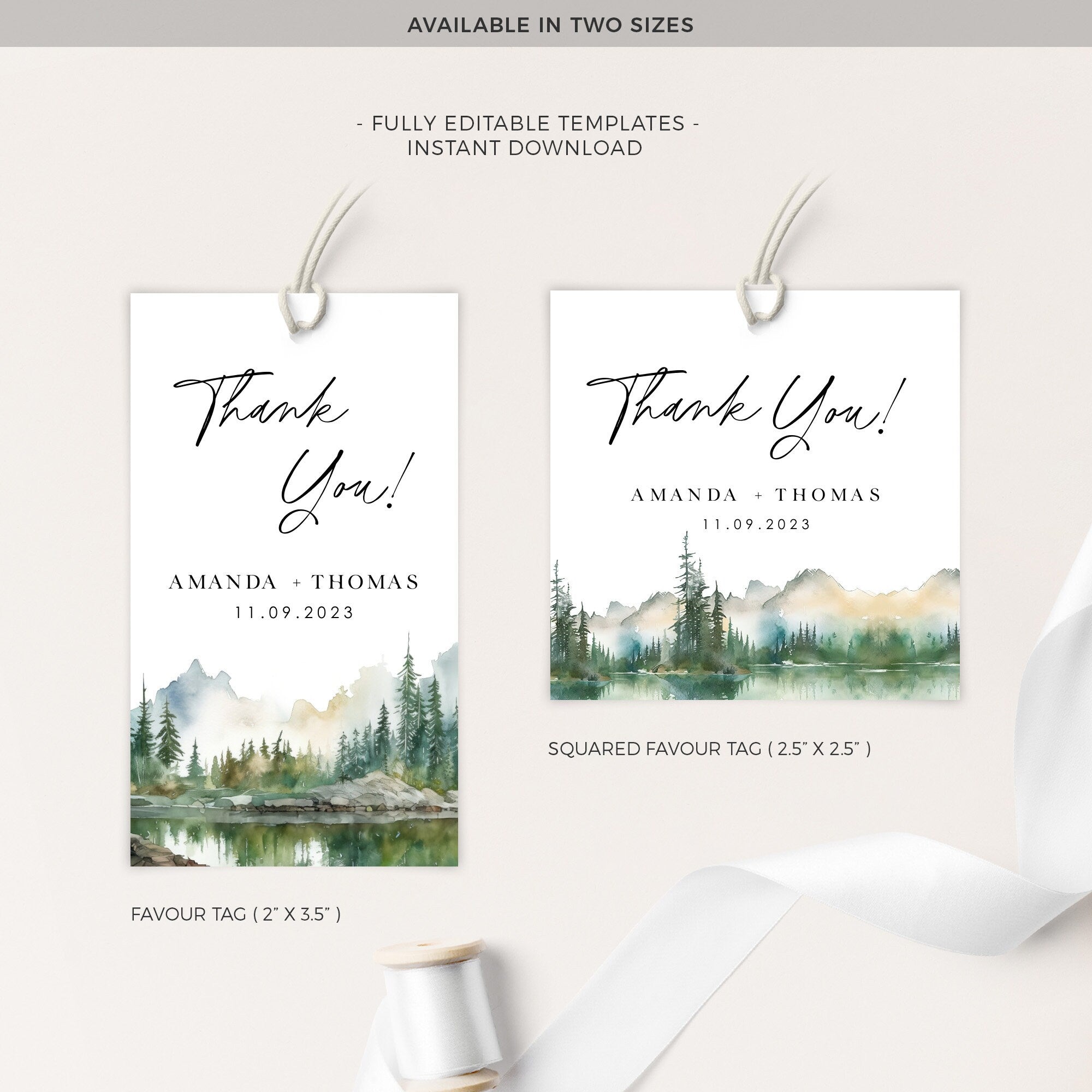 ARNA Mountain Wedding Printable Thank You Tags