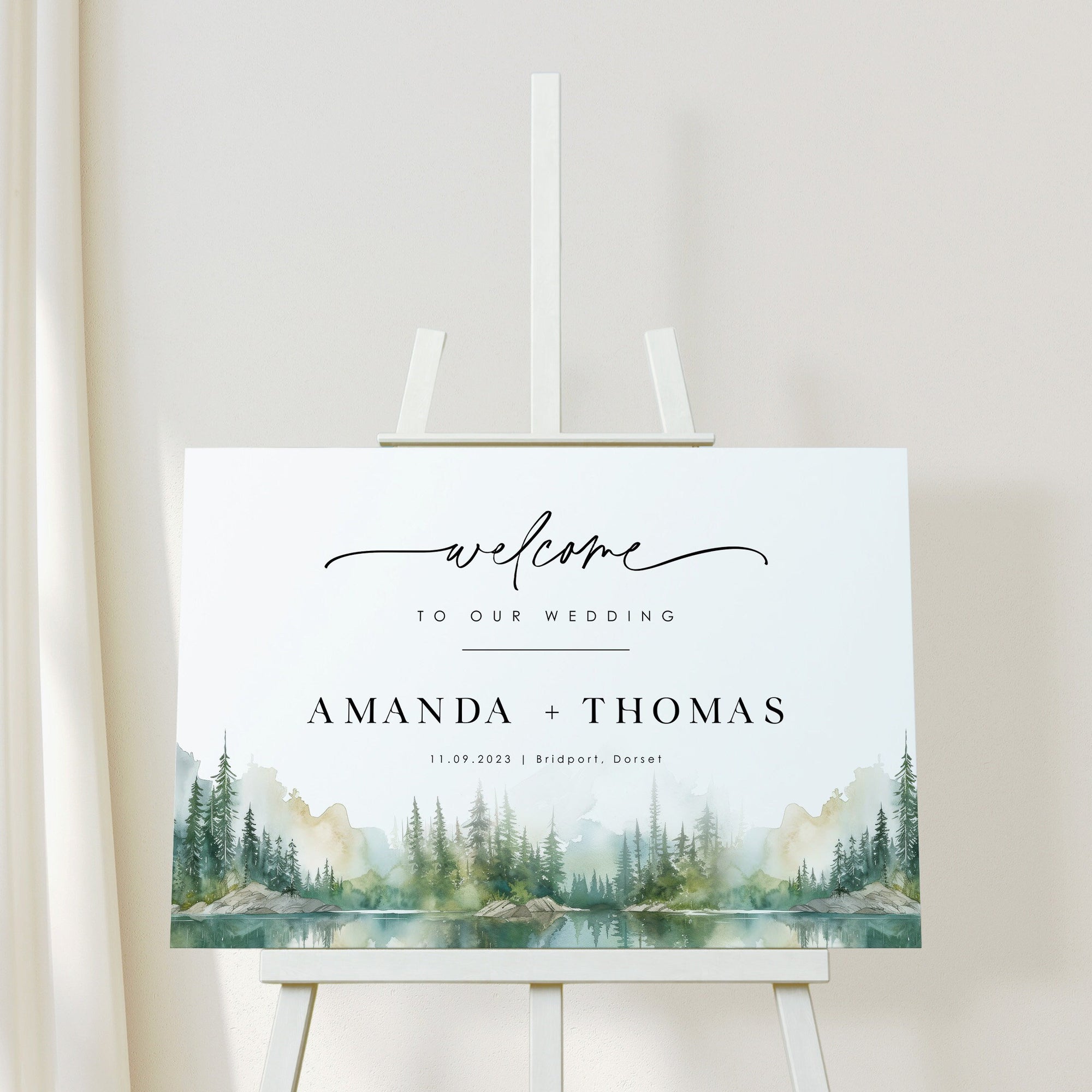 ARNA Mountain Welcome Sign Wedding