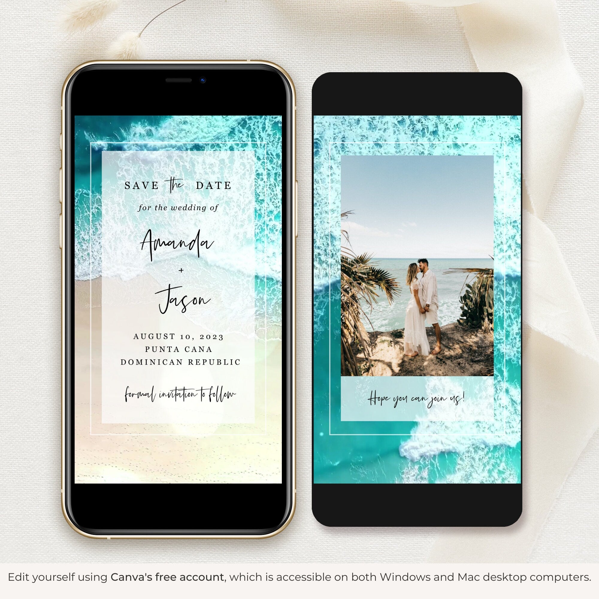 Beach Save the Date Marriage Video Template