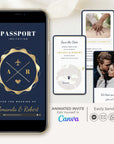 Passport Save The Date Video Template - Blue Navy