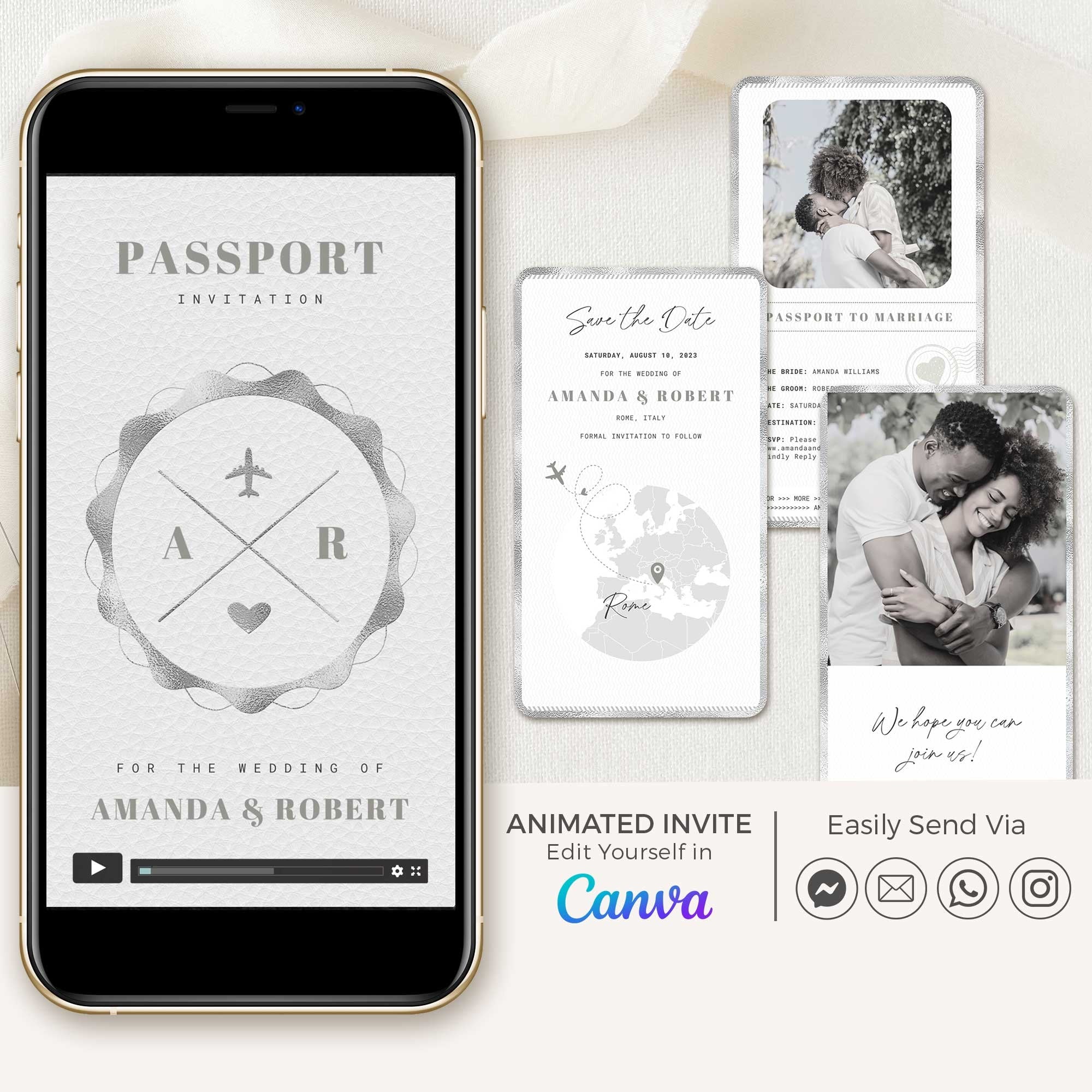 Passport Save The Date Video Template - Silver