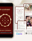 Passport Wedding Invitation Video Template - Burgundy