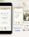 Boarding Pass Save the Date Video Template - White & Gold