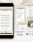 Boarding Pass Wedding Invitation Video Template - White & Gold