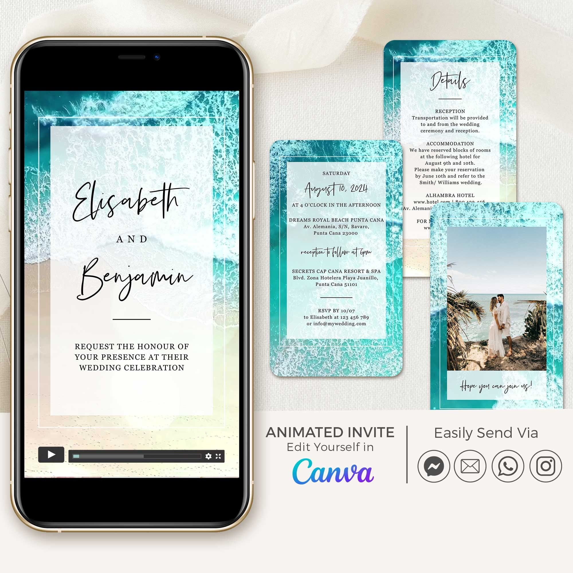 Beach Wedding Invitation Video Template
