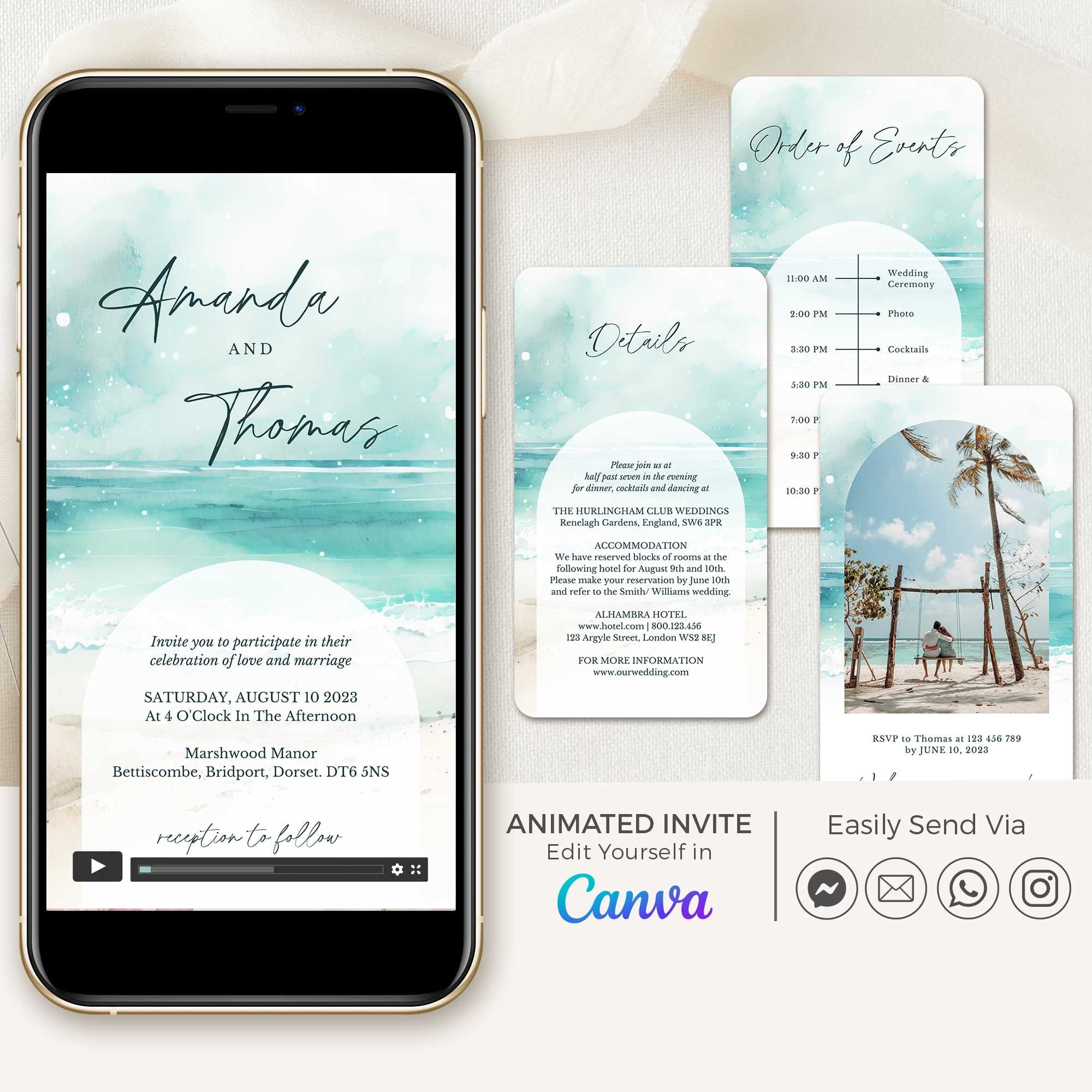 Coastal Wedding Invitation Video Template
