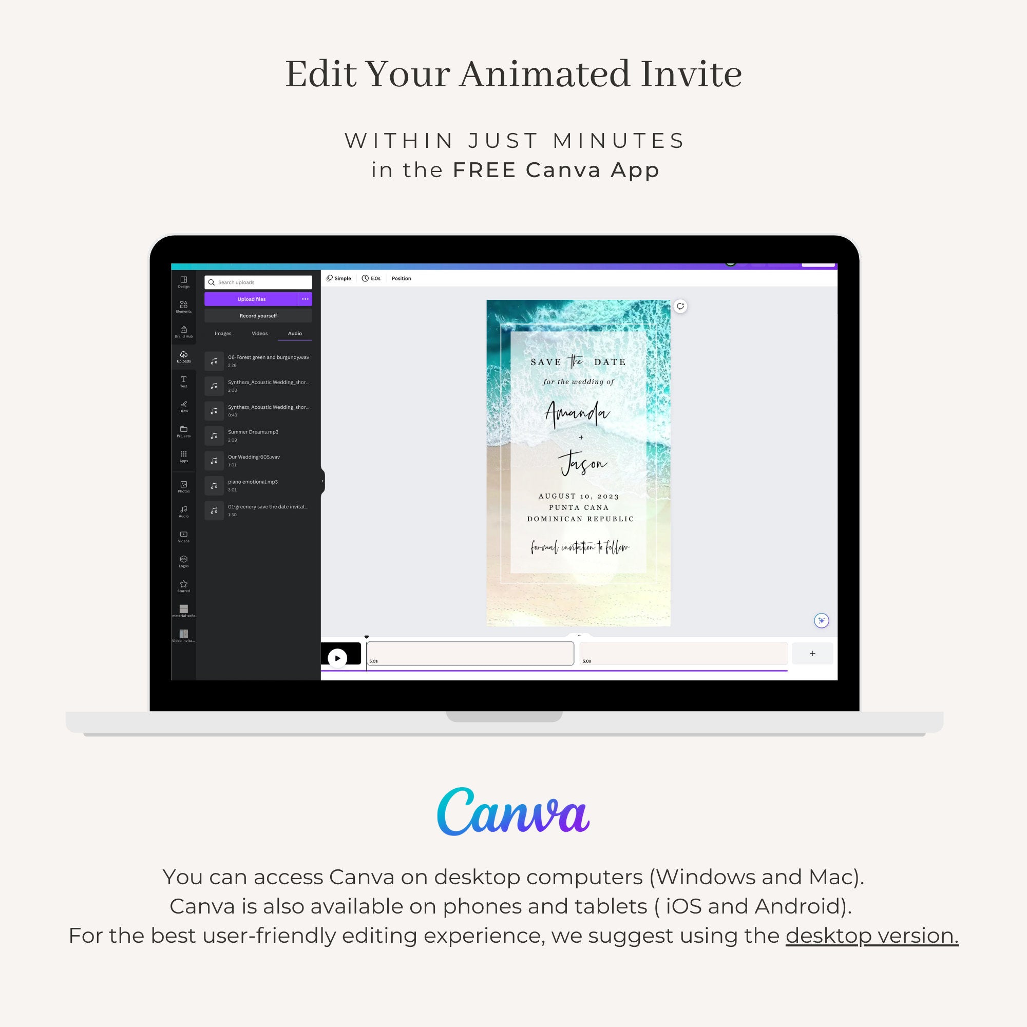 Beach Save the Date Marriage Video Template