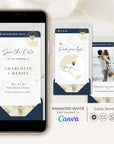 Boarding Pass Save the Date Video Template - Blue Navy