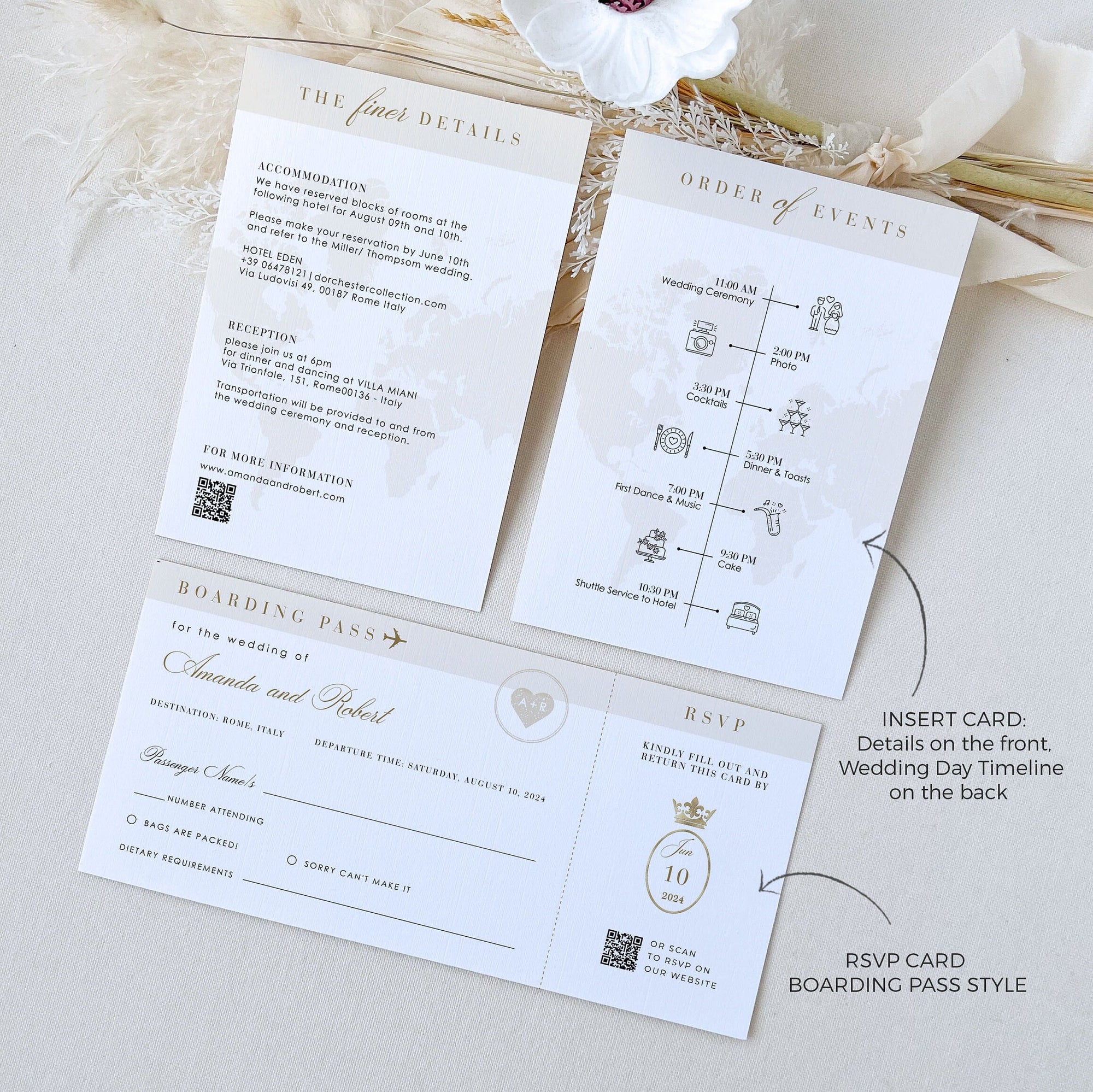 White & Gold Passport Wedding Invitation Template