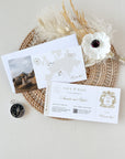 White & Gold Boarding Pass Save the Date Template
