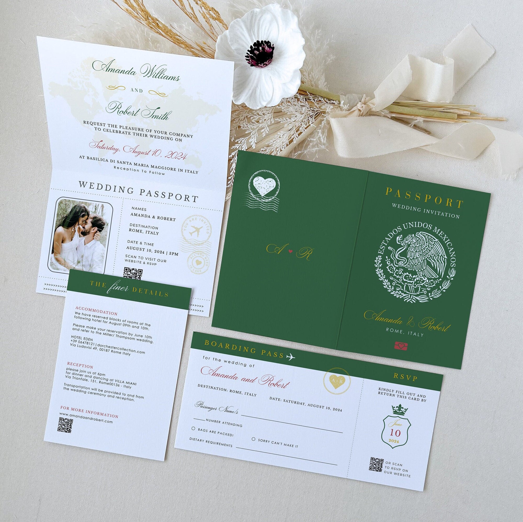 Mexico Passport Wedding Invitation Printable Template
