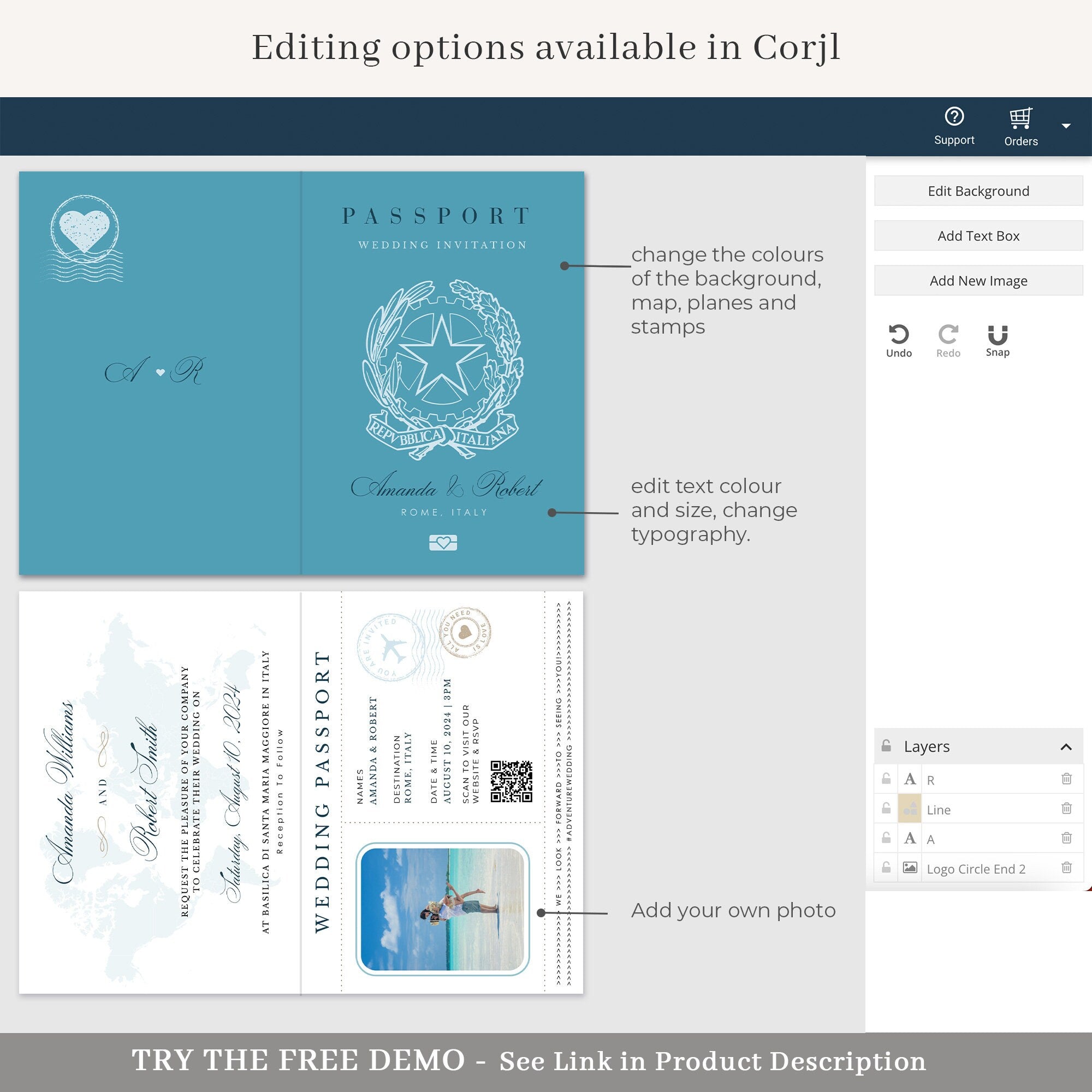 Italy Passport Wedding Invitation Template