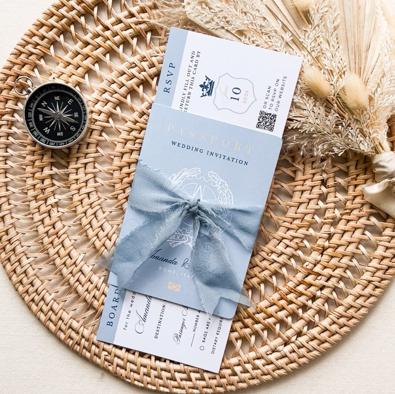 Italy Passport Wedding Invitation Template