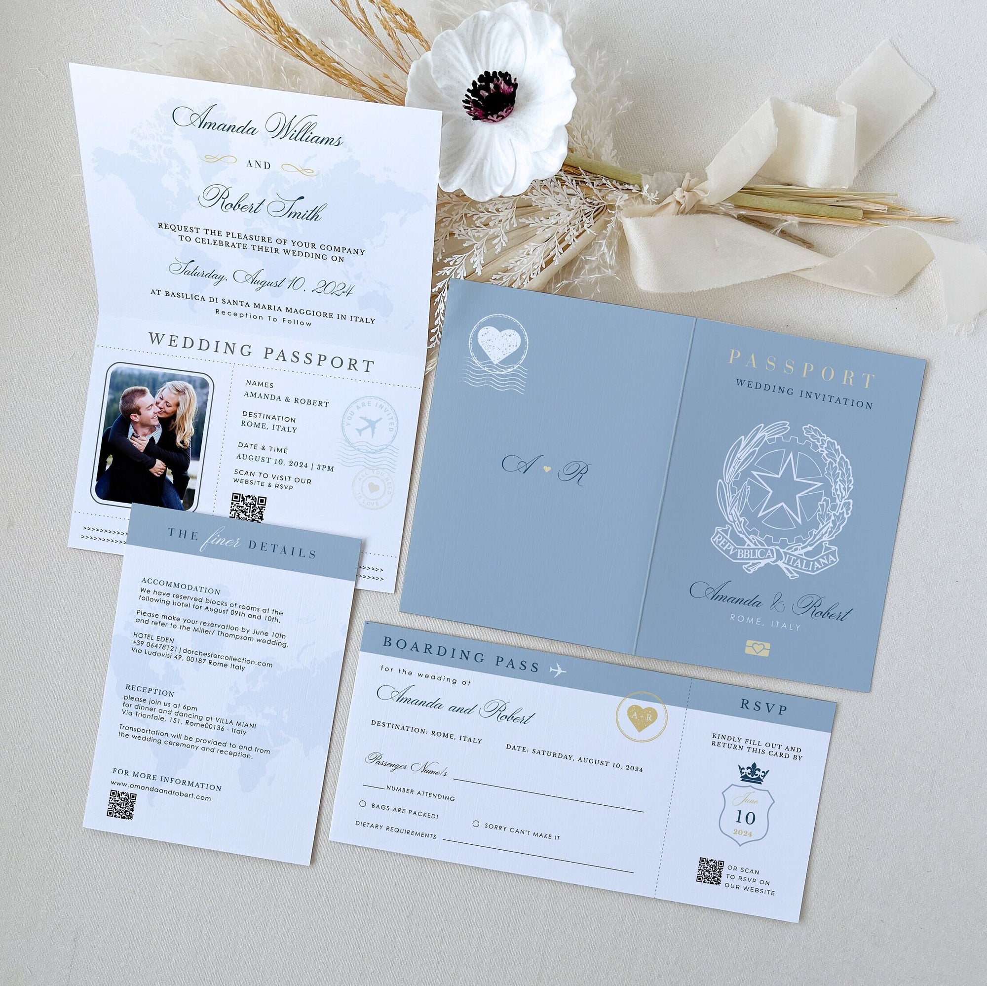 Italy Passport Wedding Invitation Template