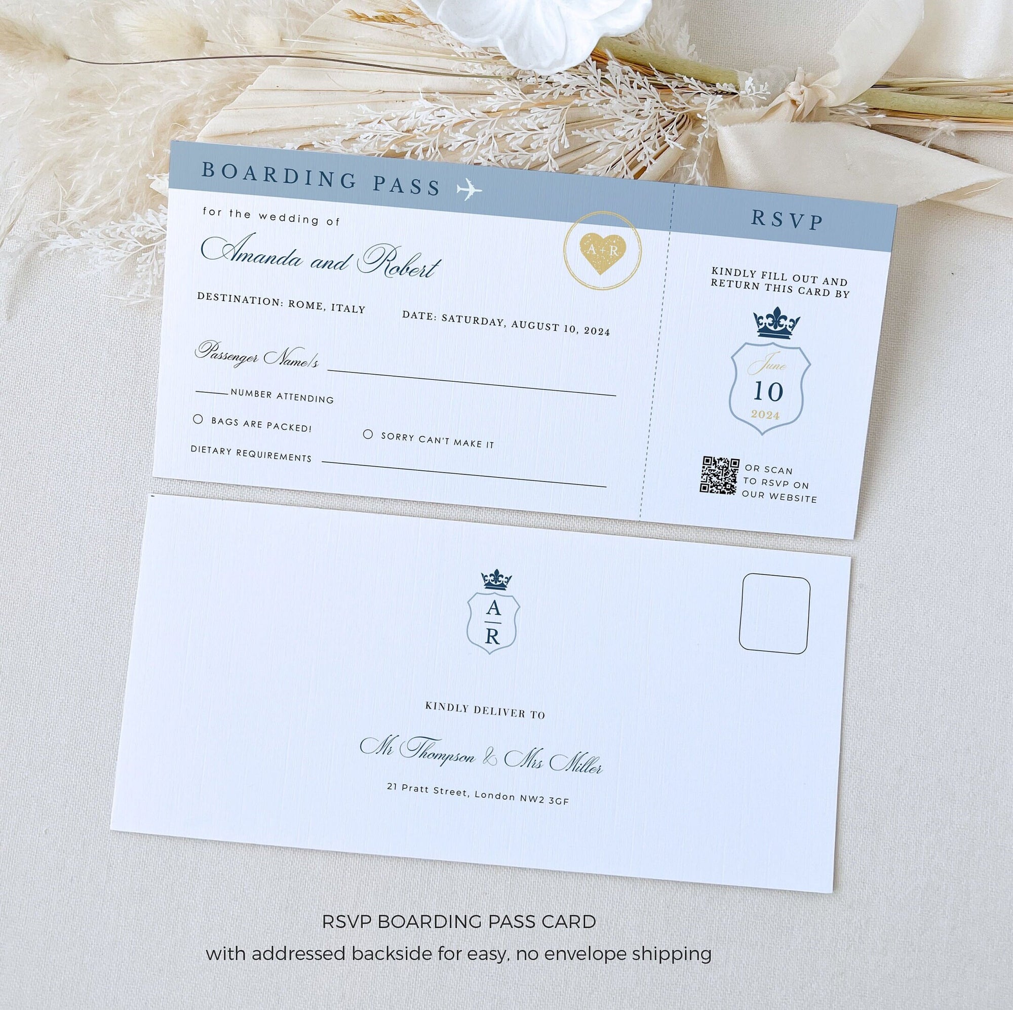 Italy Passport Wedding Invitation Template