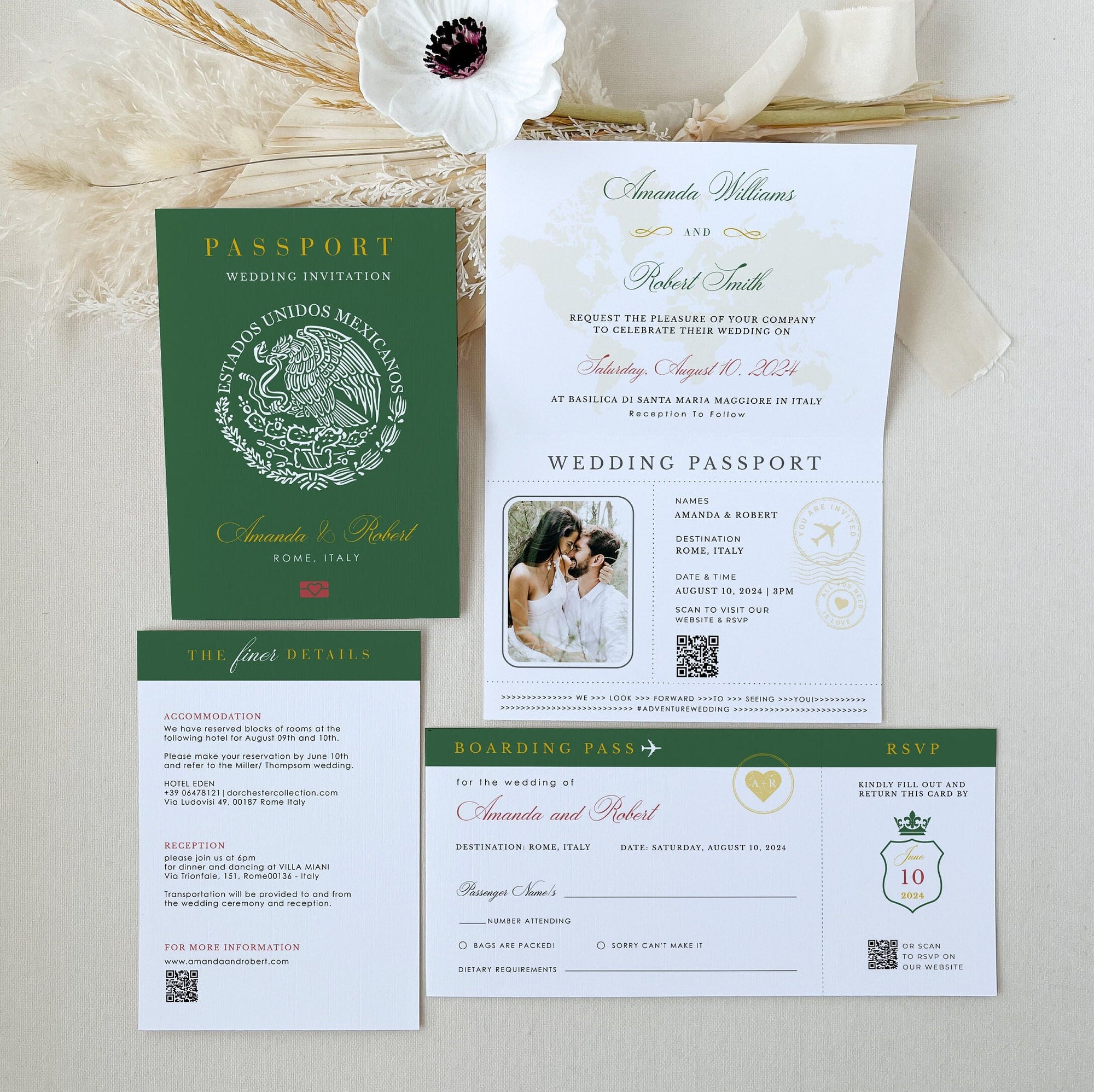 Mexico Passport Wedding Invitation Printable Template
